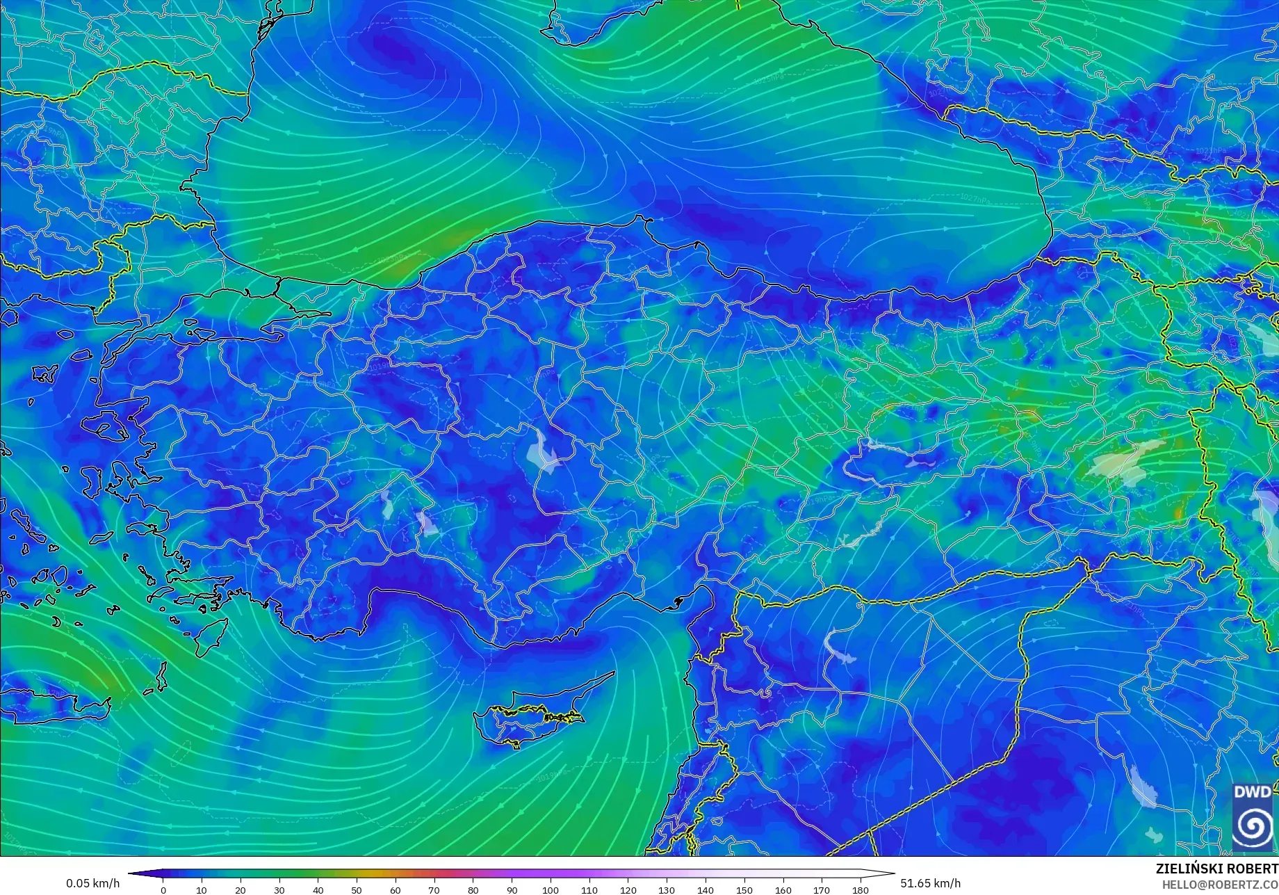 ICON model - Turkey, Wind at 10m
