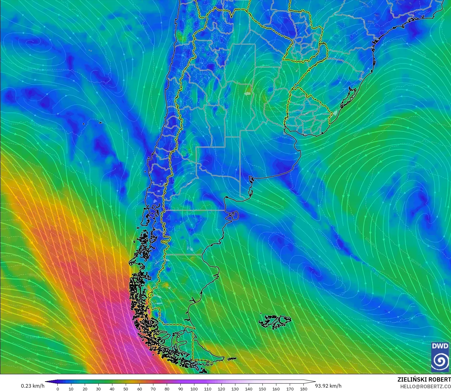 ICON نموذج - الأرجنتين, رياح 10 م