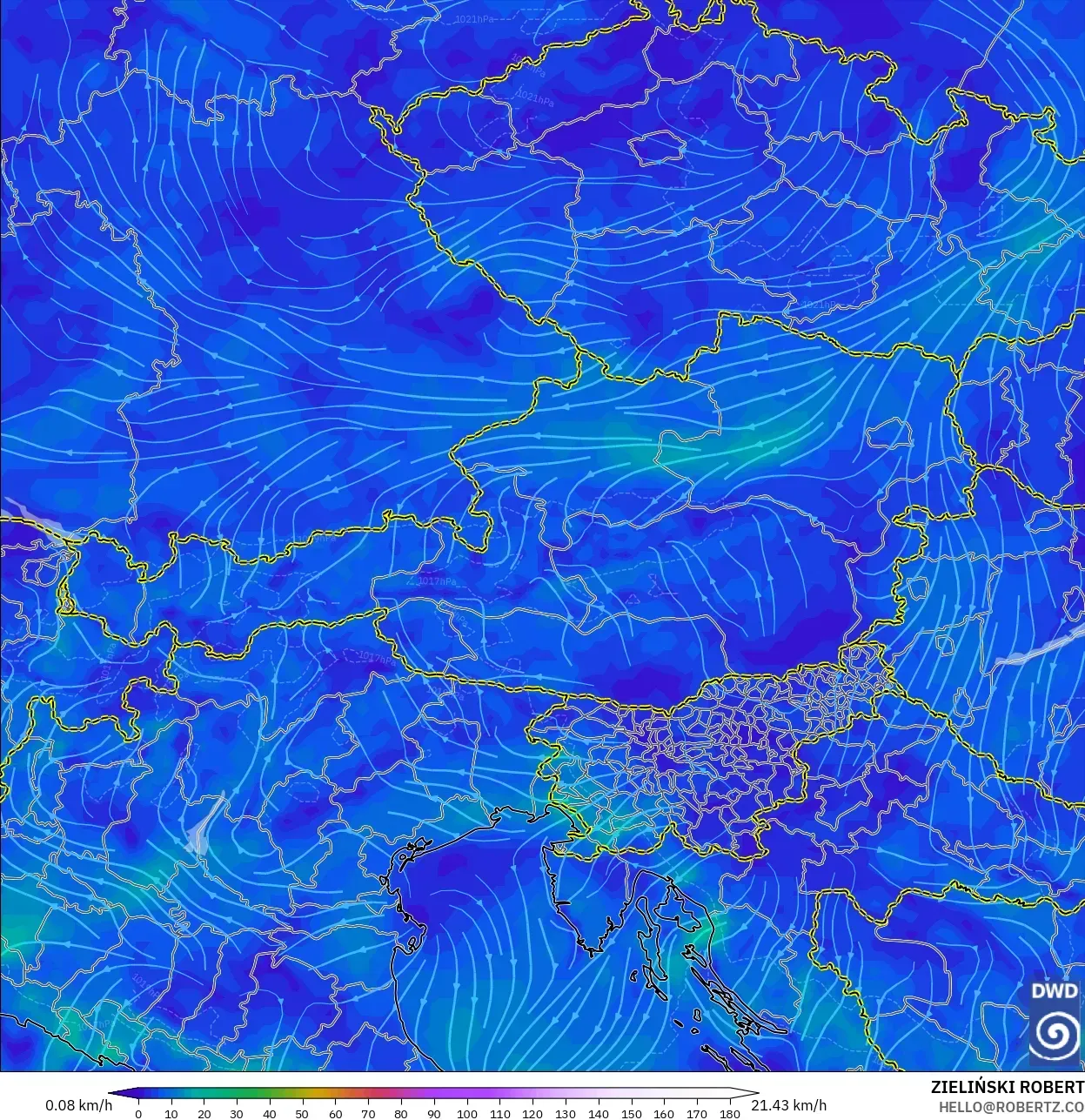 ICON نموذج - النمسا, رياح 10 م