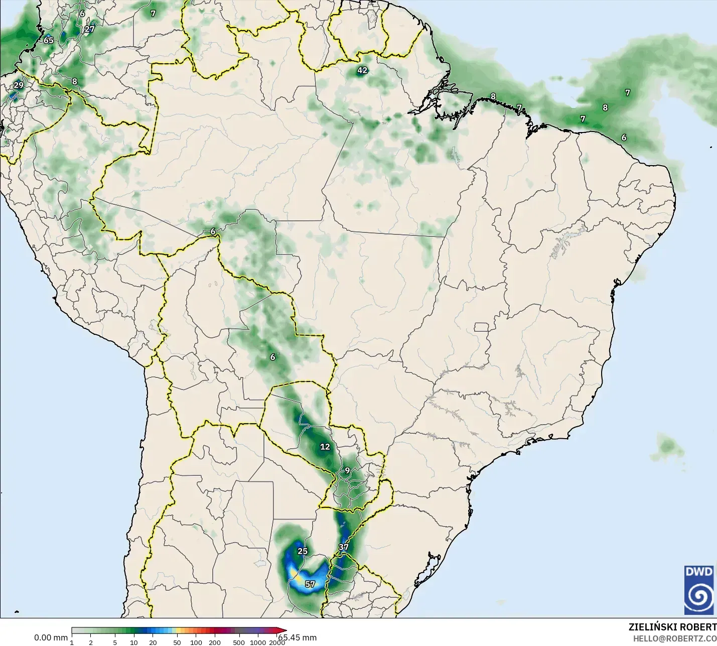 ICON نموذج - البرازيل, تراكم الهطول
