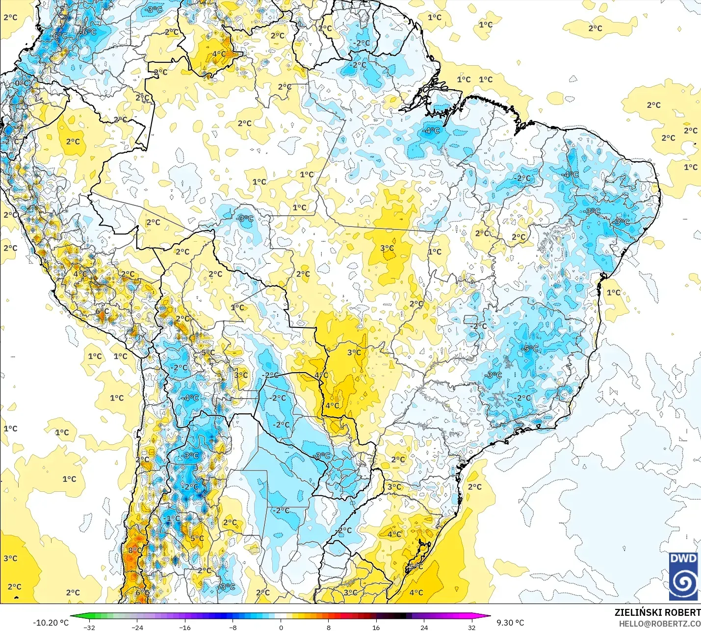 ICON نموذج - البرازيل, انحراف درجة الحرارة 2 م
