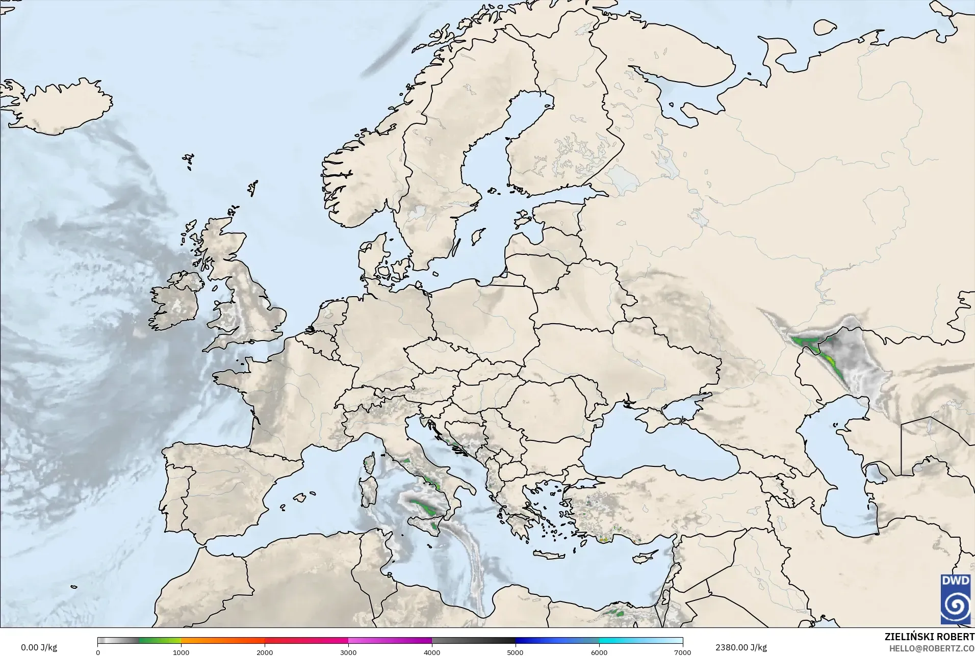 ICON نموذج - أوروبا, CAPE