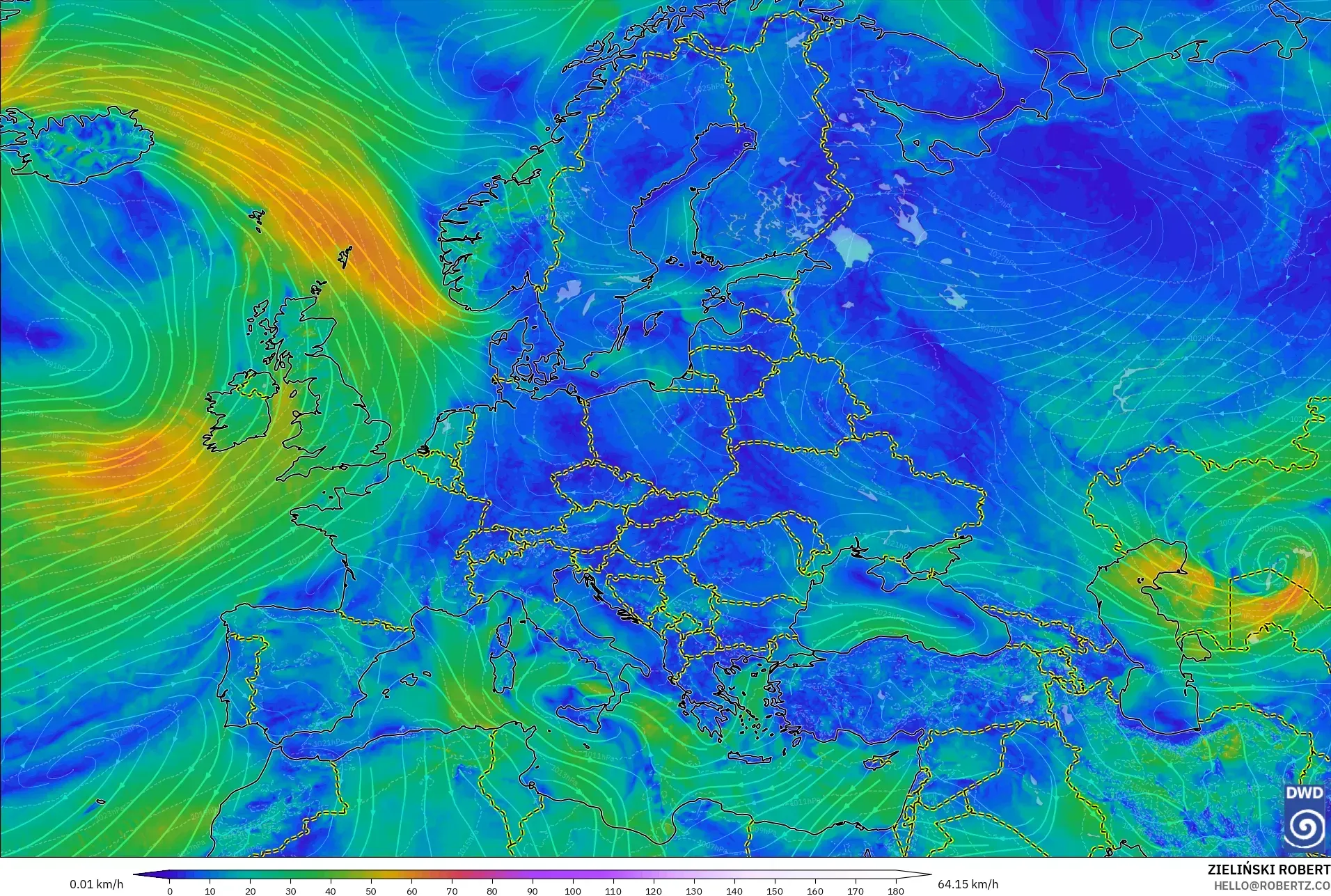 ICON نموذج - أوروبا, رياح 10 م