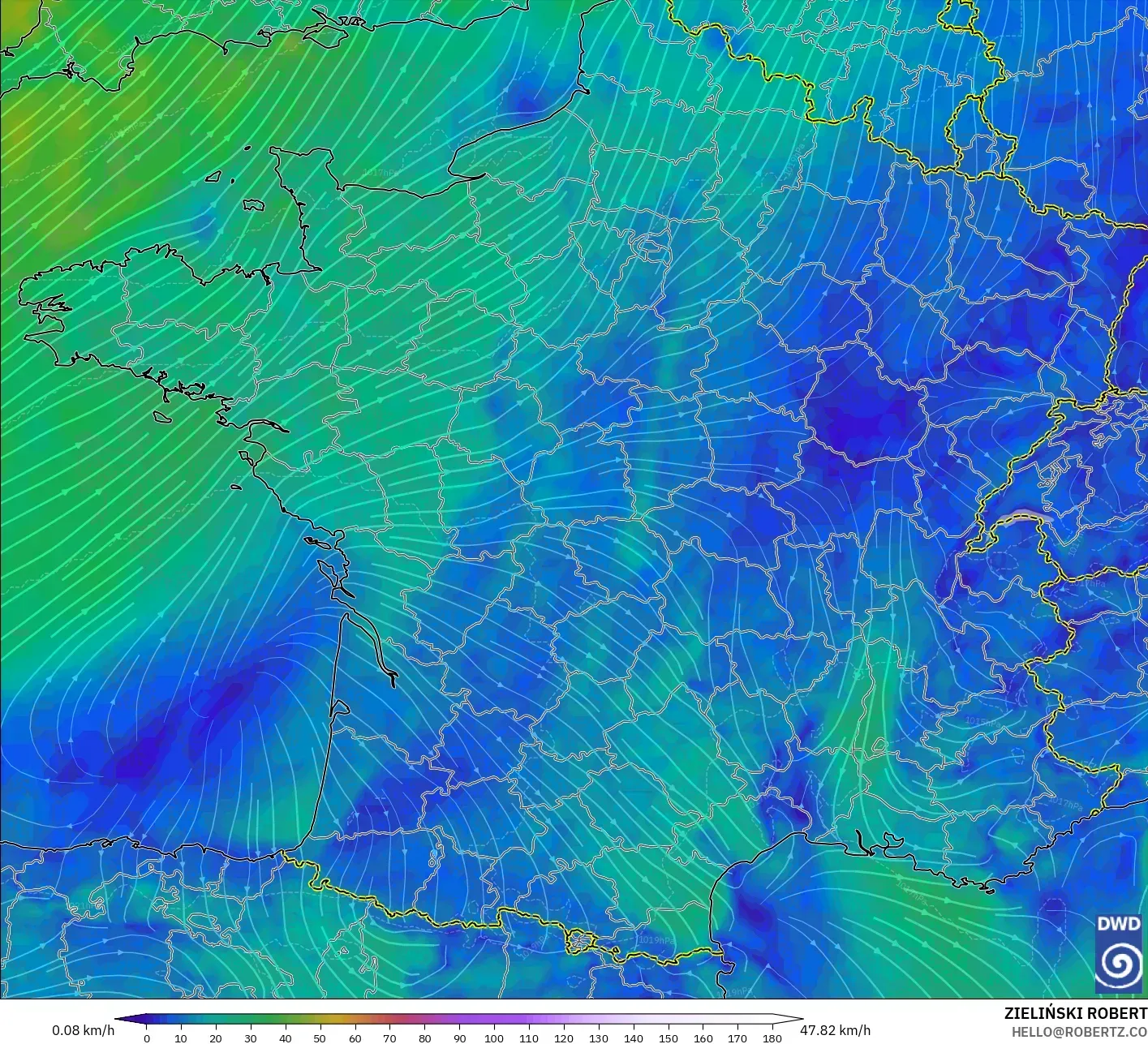 ICON نموذج - فرنسا, رياح 10 م