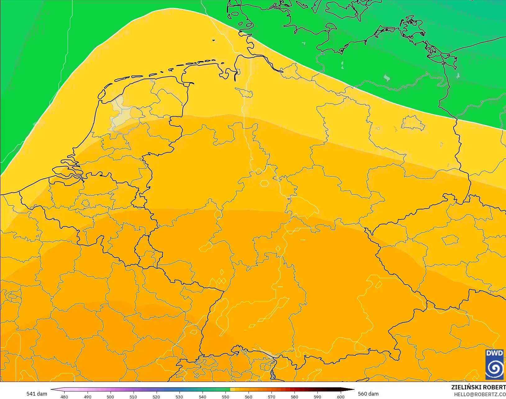 ICON نموذج - ألمانيا, الارتفاع الجهدي عند 500 هكتوباسكال