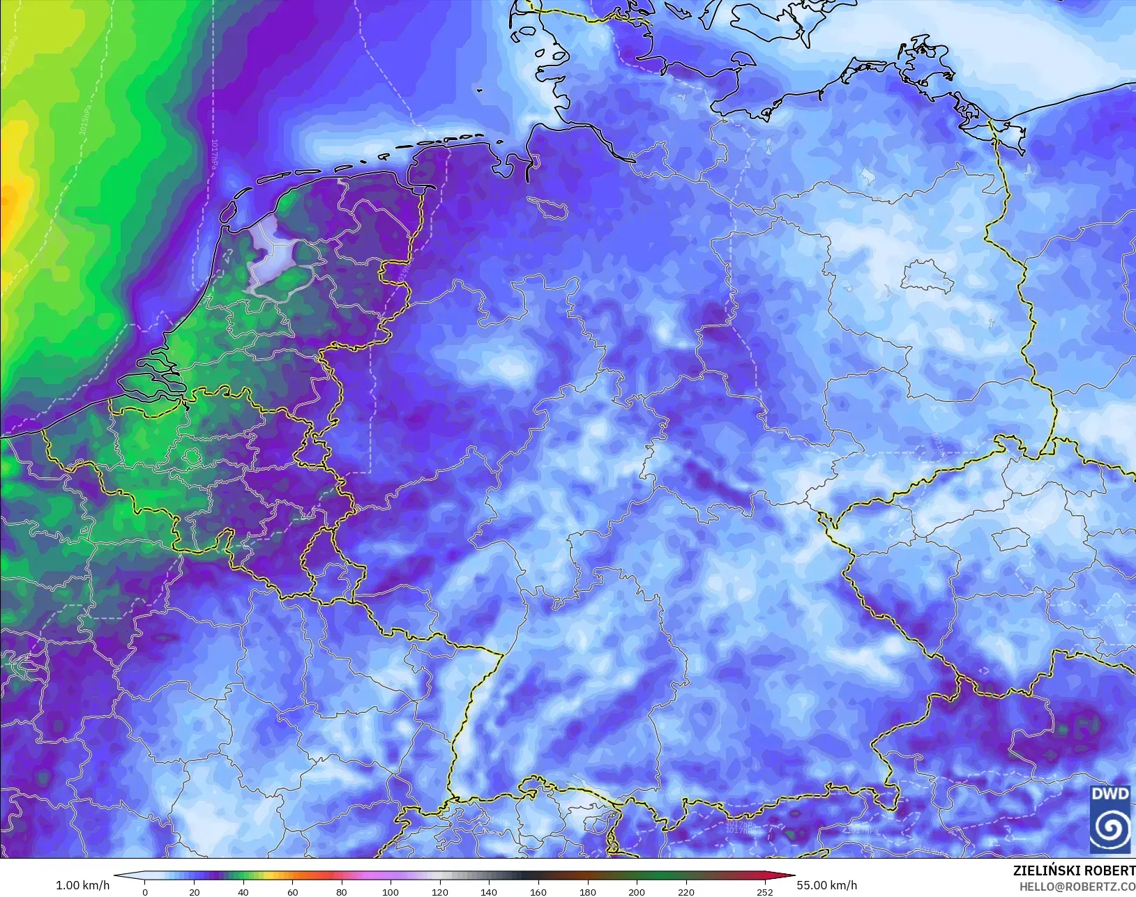 ICON نموذج - ألمانيا, هبات الرياح