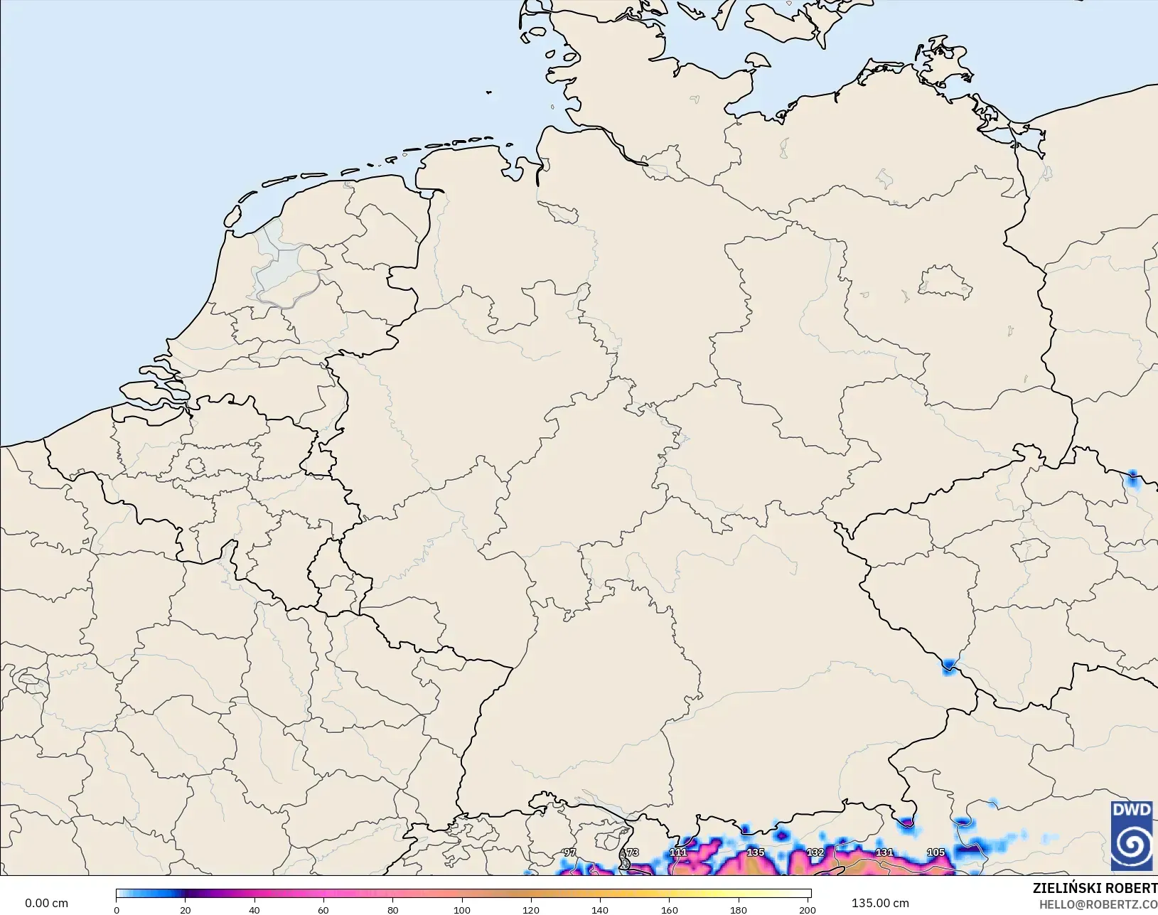 ICON نموذج - ألمانيا, عمق الثلج