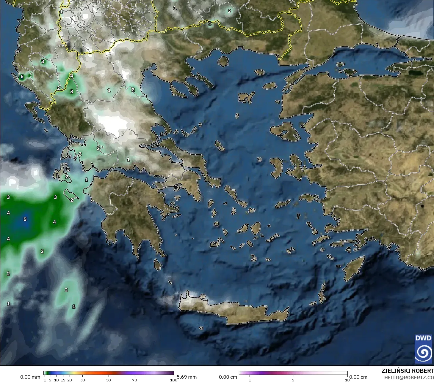 ICON نموذج - اليونان, الهطول والغيوم والضغط