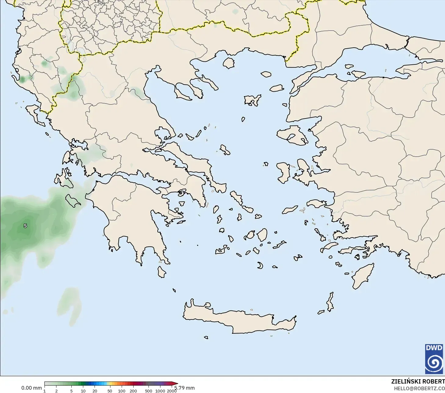 ICON نموذج - اليونان, تراكم الهطول
