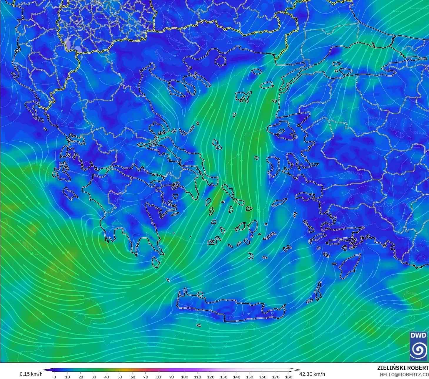 ICON نموذج - اليونان, رياح 10 م
