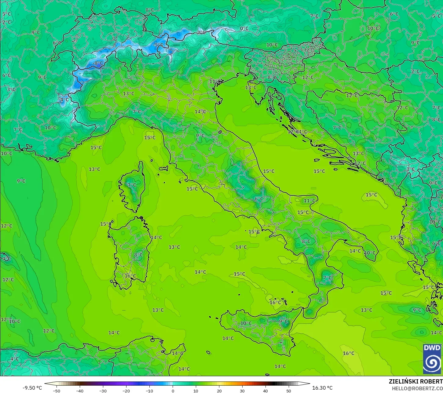ICON نموذج - إيطاليا, نقطة الندى 2 م