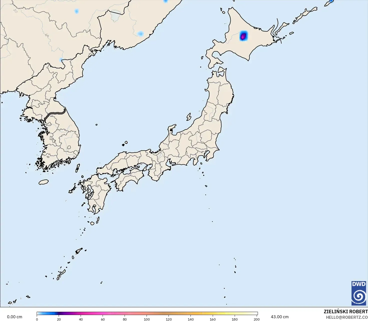 ICON نموذج - اليابان, عمق الثلج