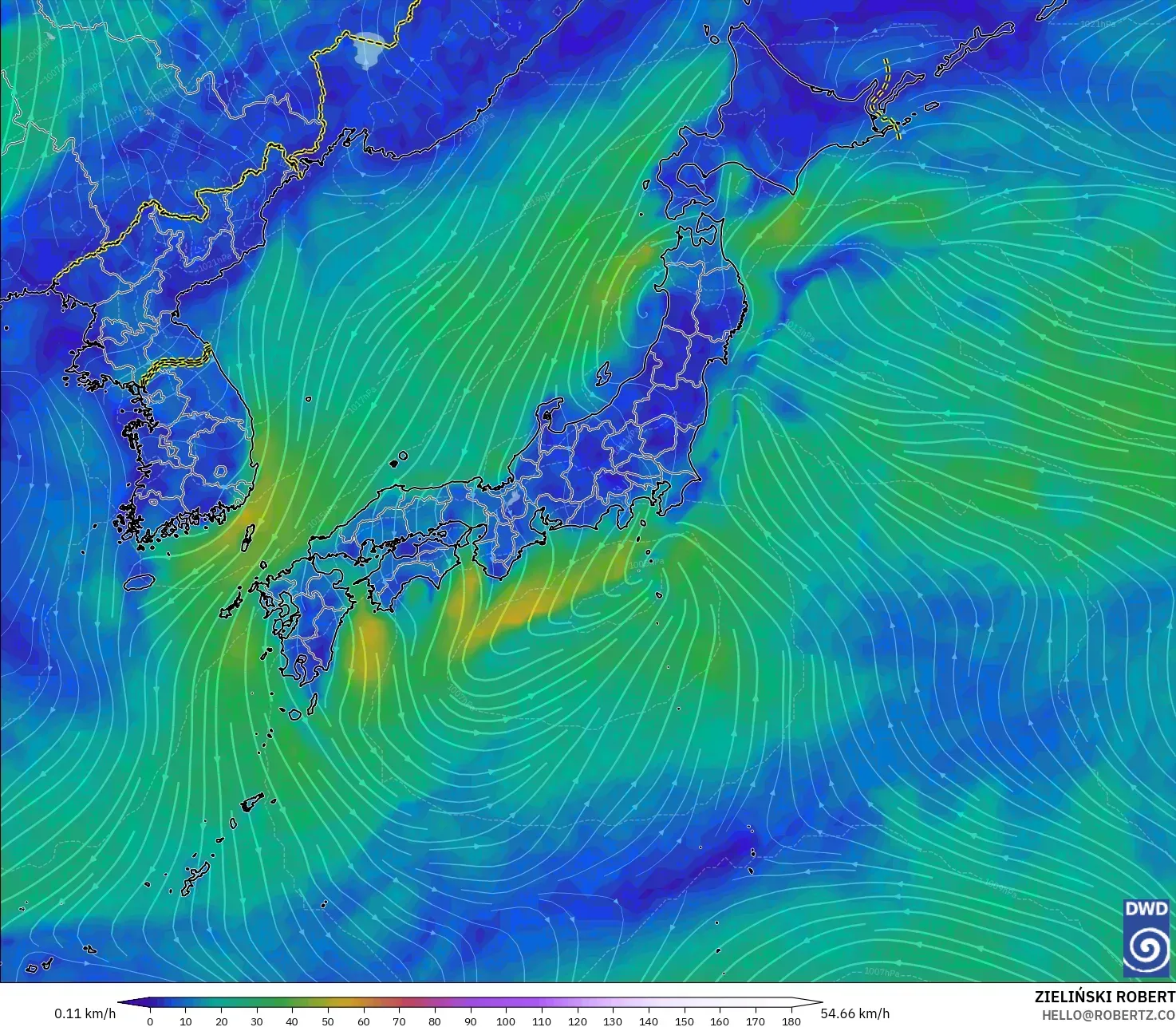 ICON نموذج - اليابان, رياح 10 م