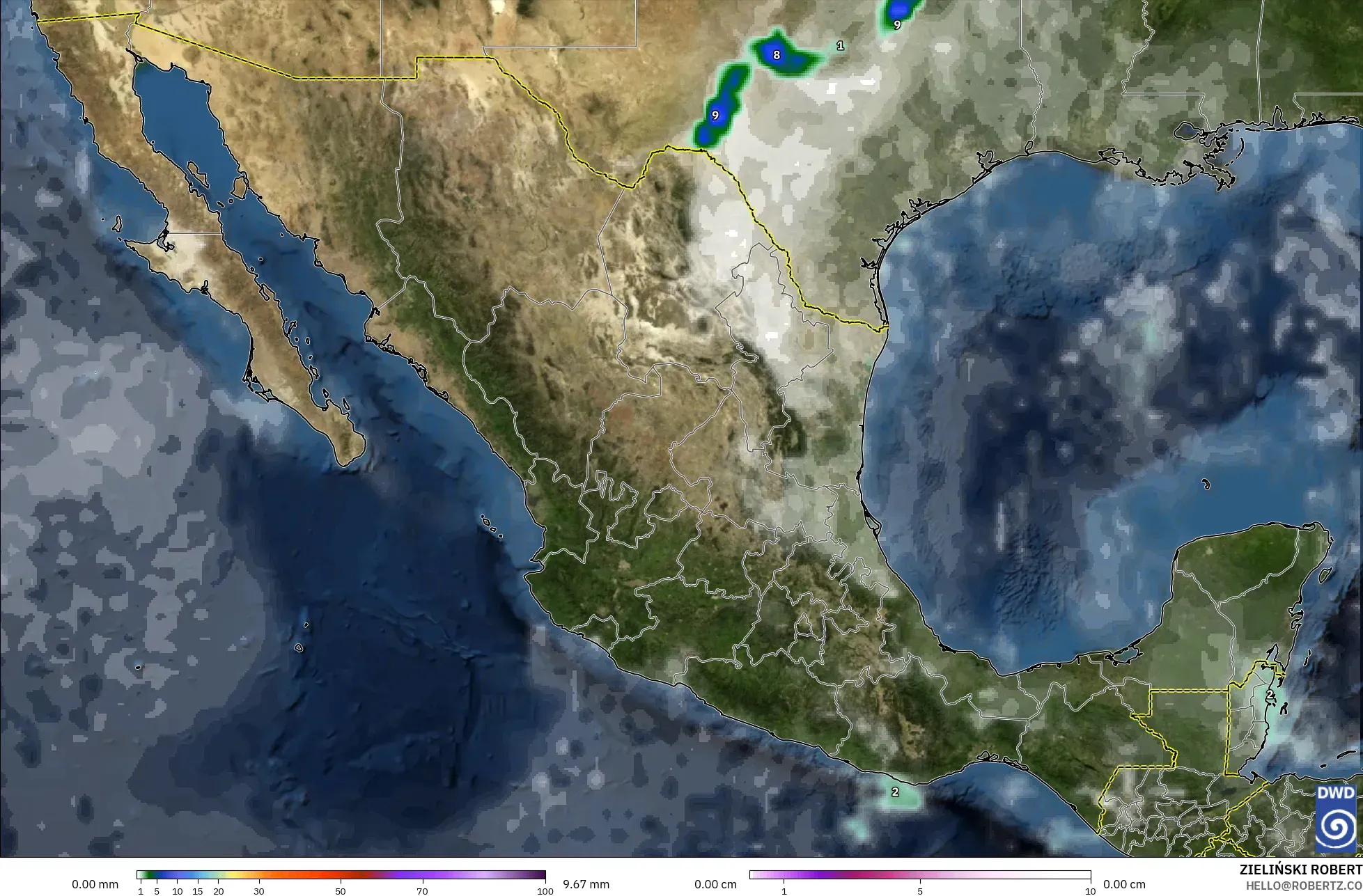 ICON نموذج - المكسيك, الهطول والغيوم والضغط