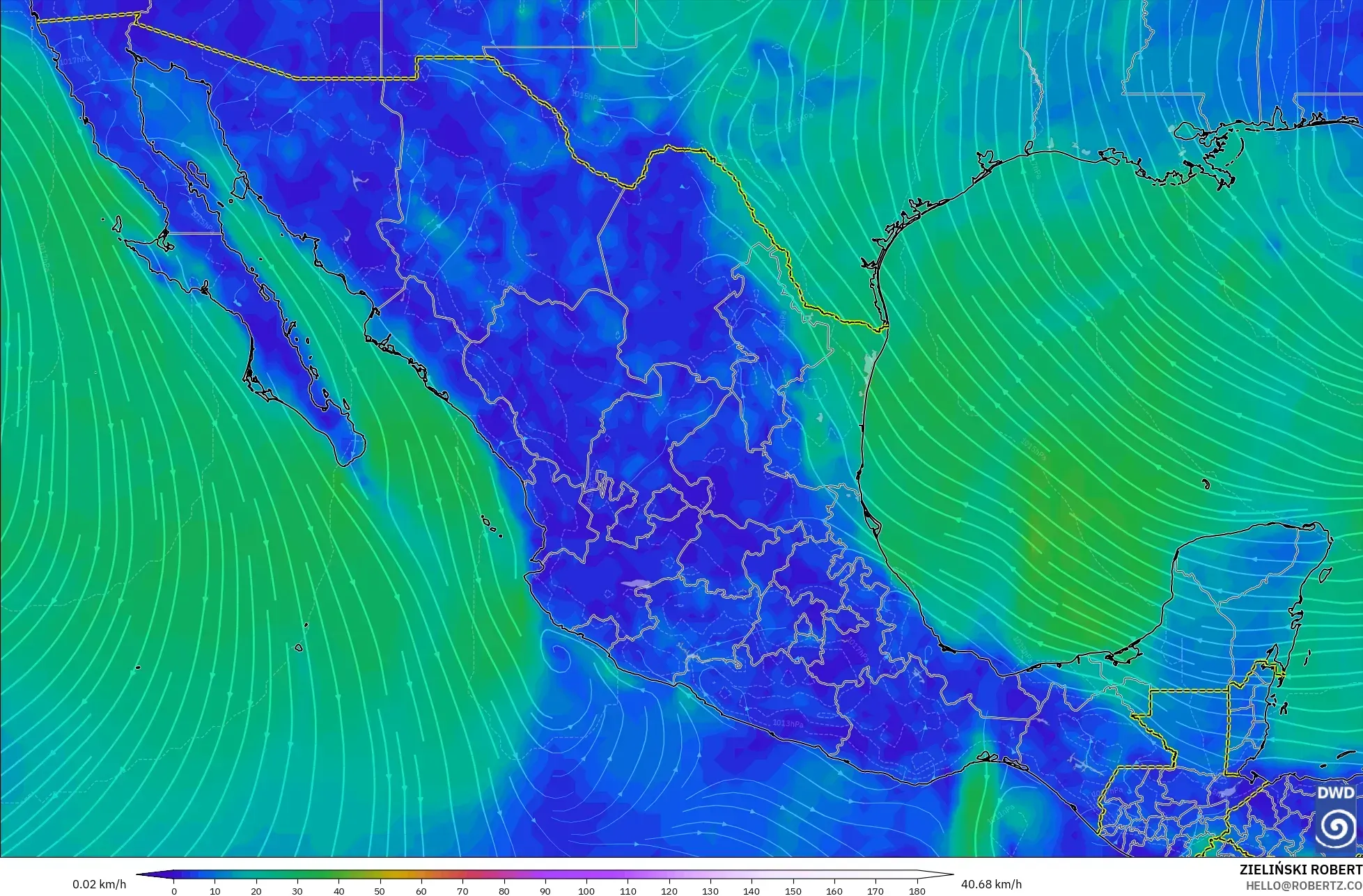 ICON نموذج - المكسيك, رياح 10 م
