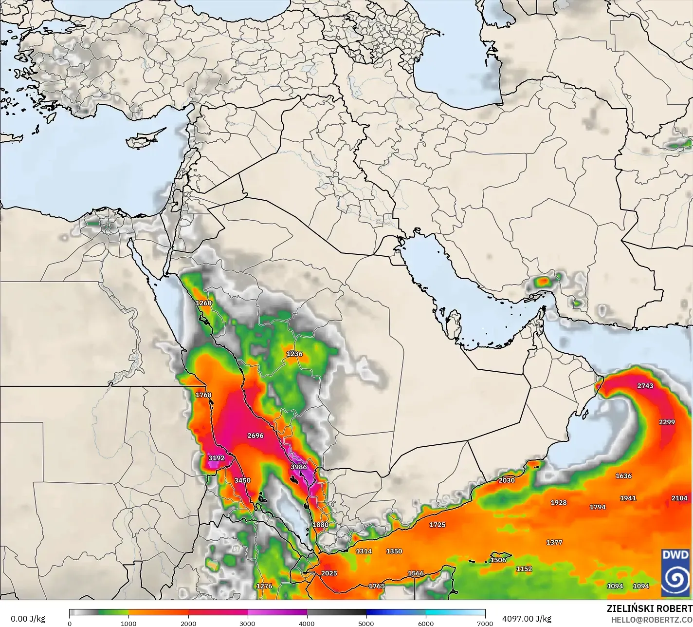 ICON نموذج - الشرق الأوسط, CAPE