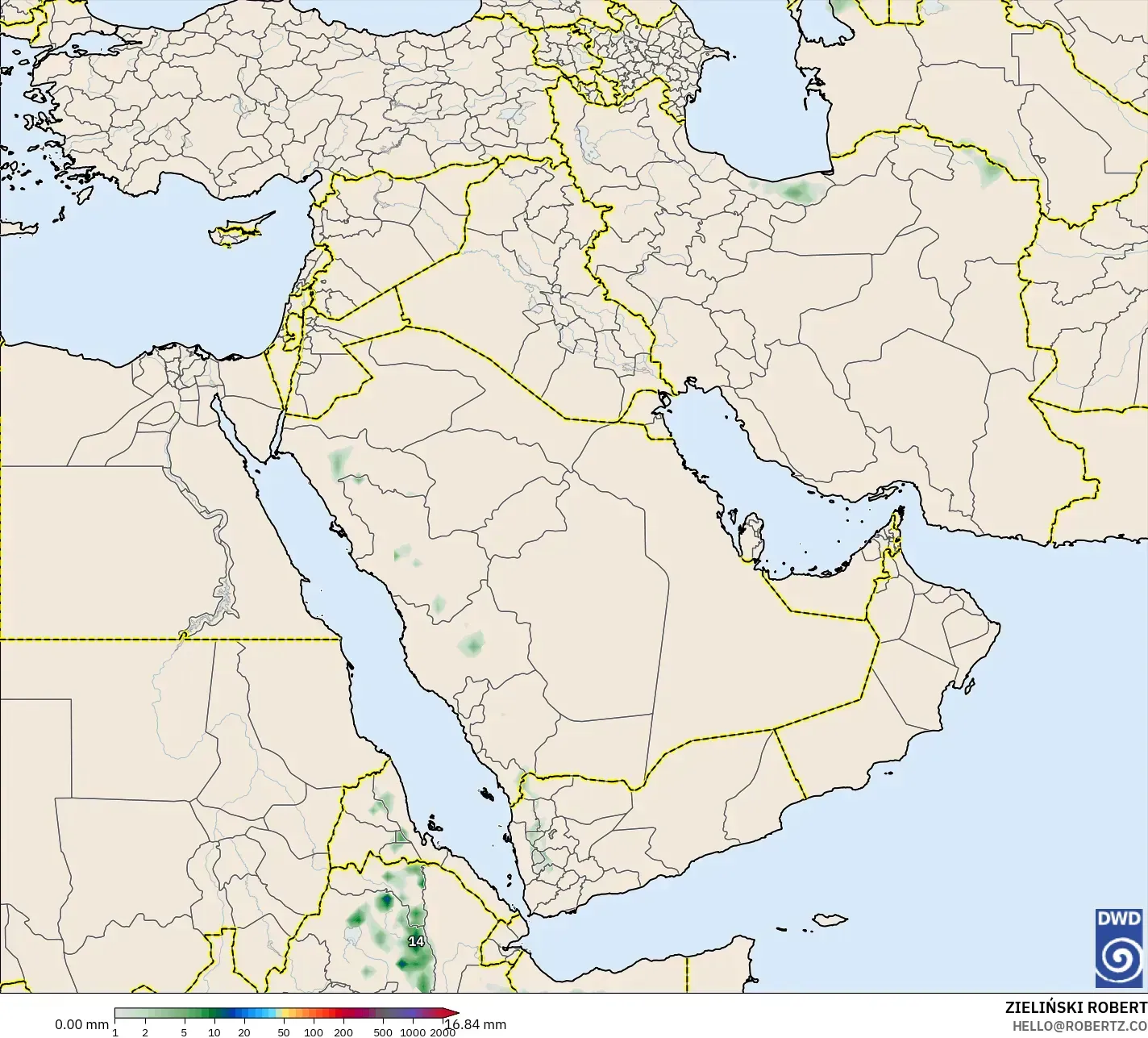 ICON نموذج - الشرق الأوسط, تراكم الهطول