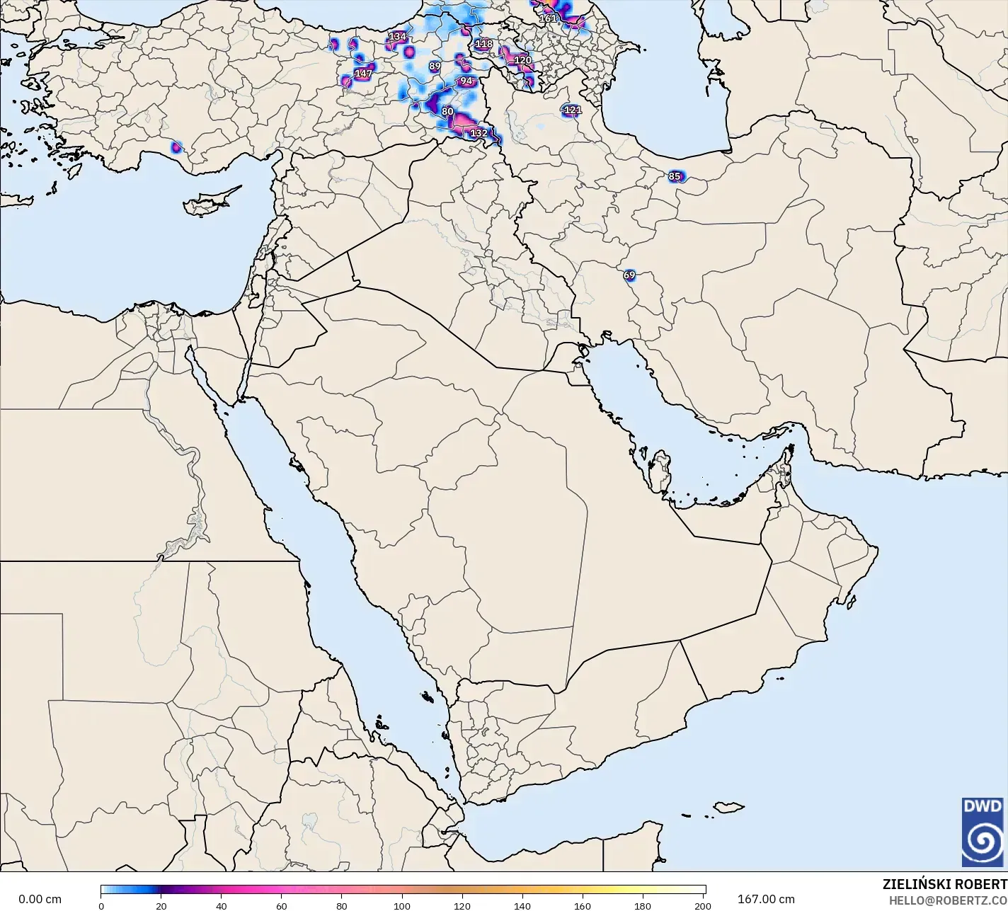 ICON نموذج - الشرق الأوسط, عمق الثلج