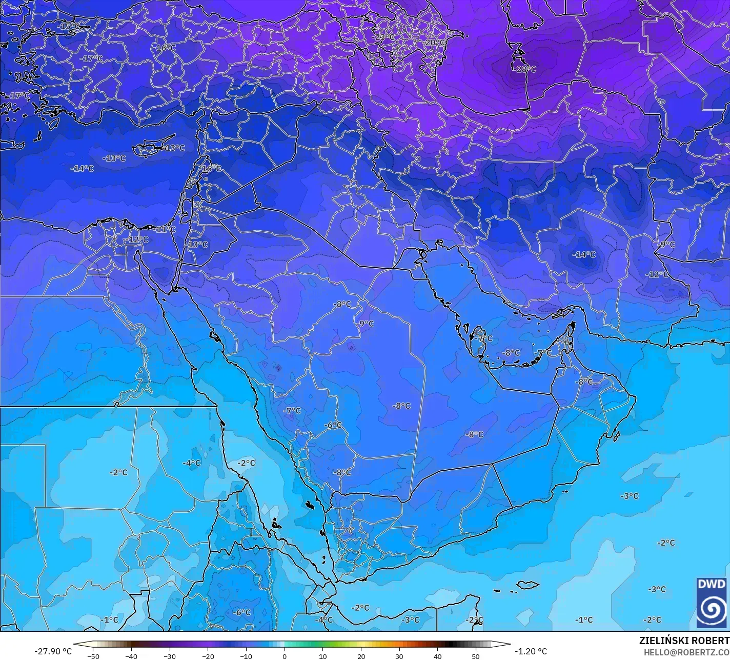 ICON model - Middle East, Temperature at 500hPa
