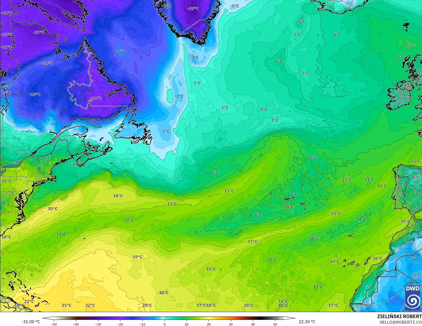 ICON نموذج - شمال الأطلسي, نقطة الندى 2 م