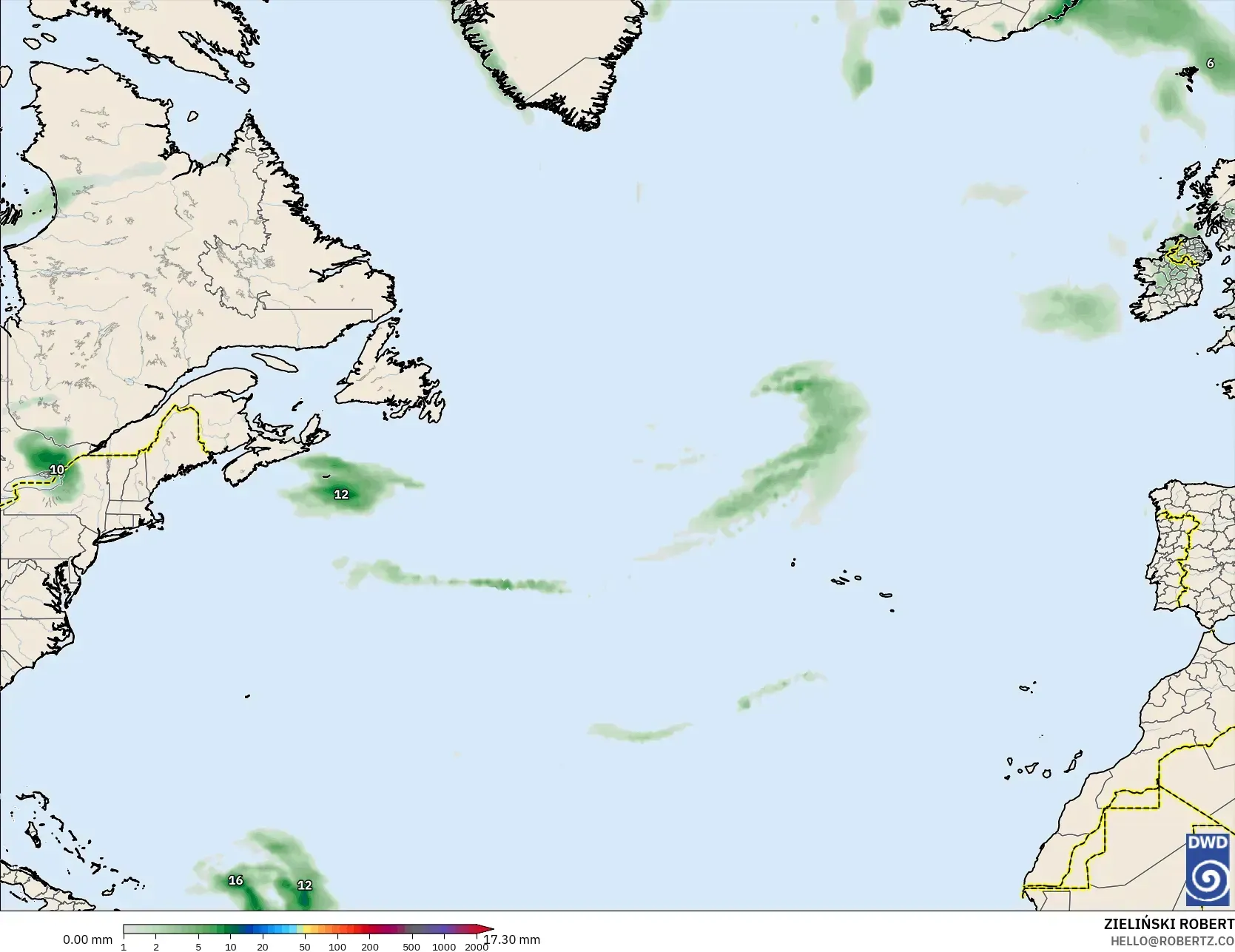 ICON نموذج - شمال الأطلسي, تراكم الهطول