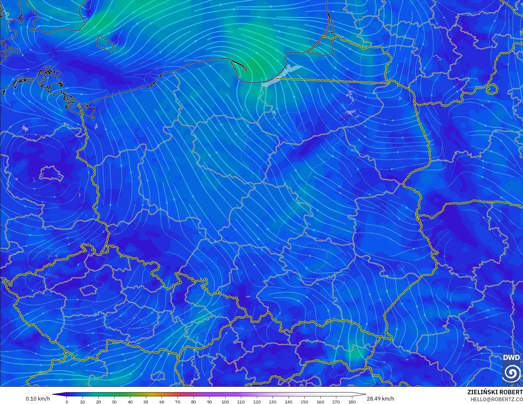 ICON نموذج - بولندا, رياح 10 م