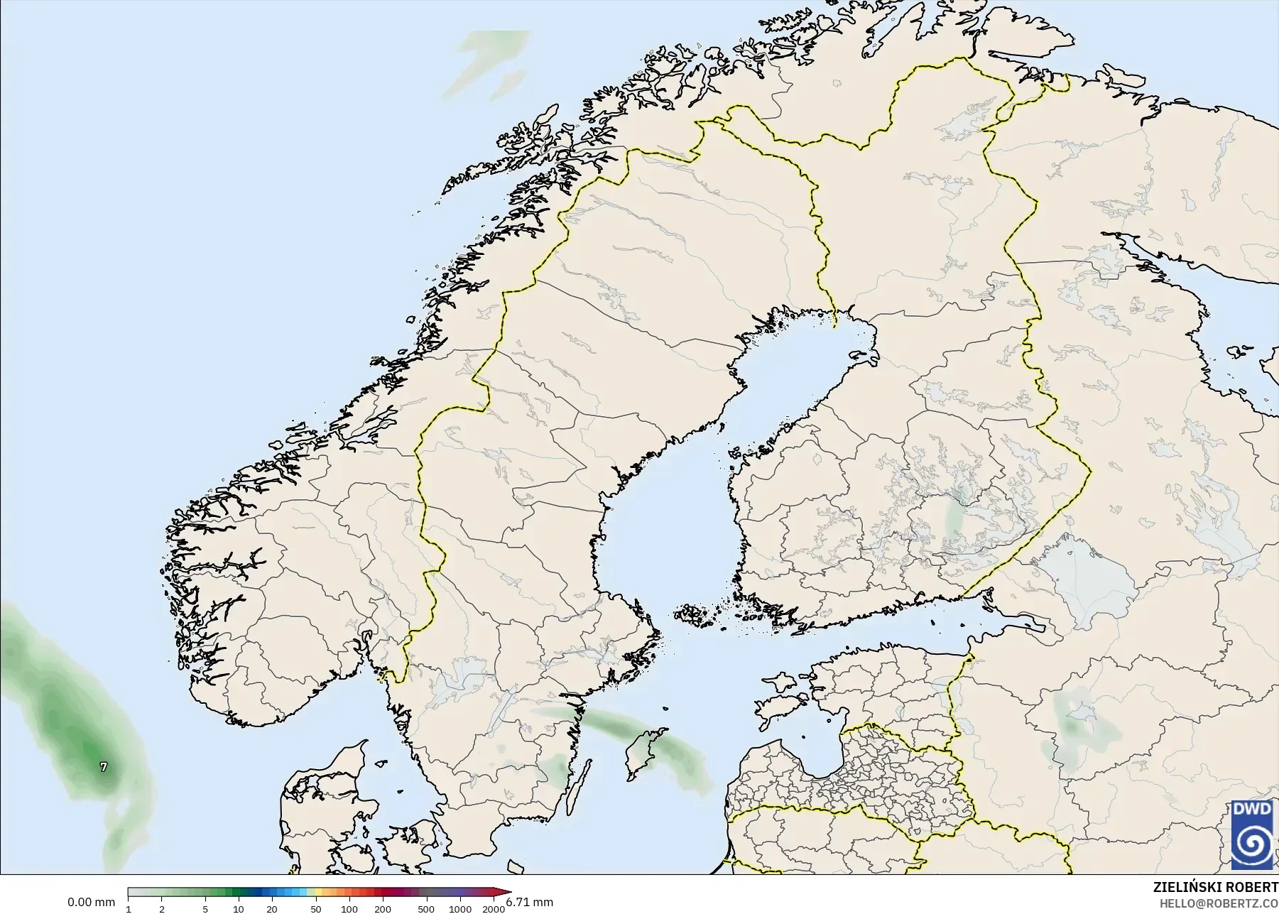 ICON نموذج - إسكندنافيا, تراكم الهطول