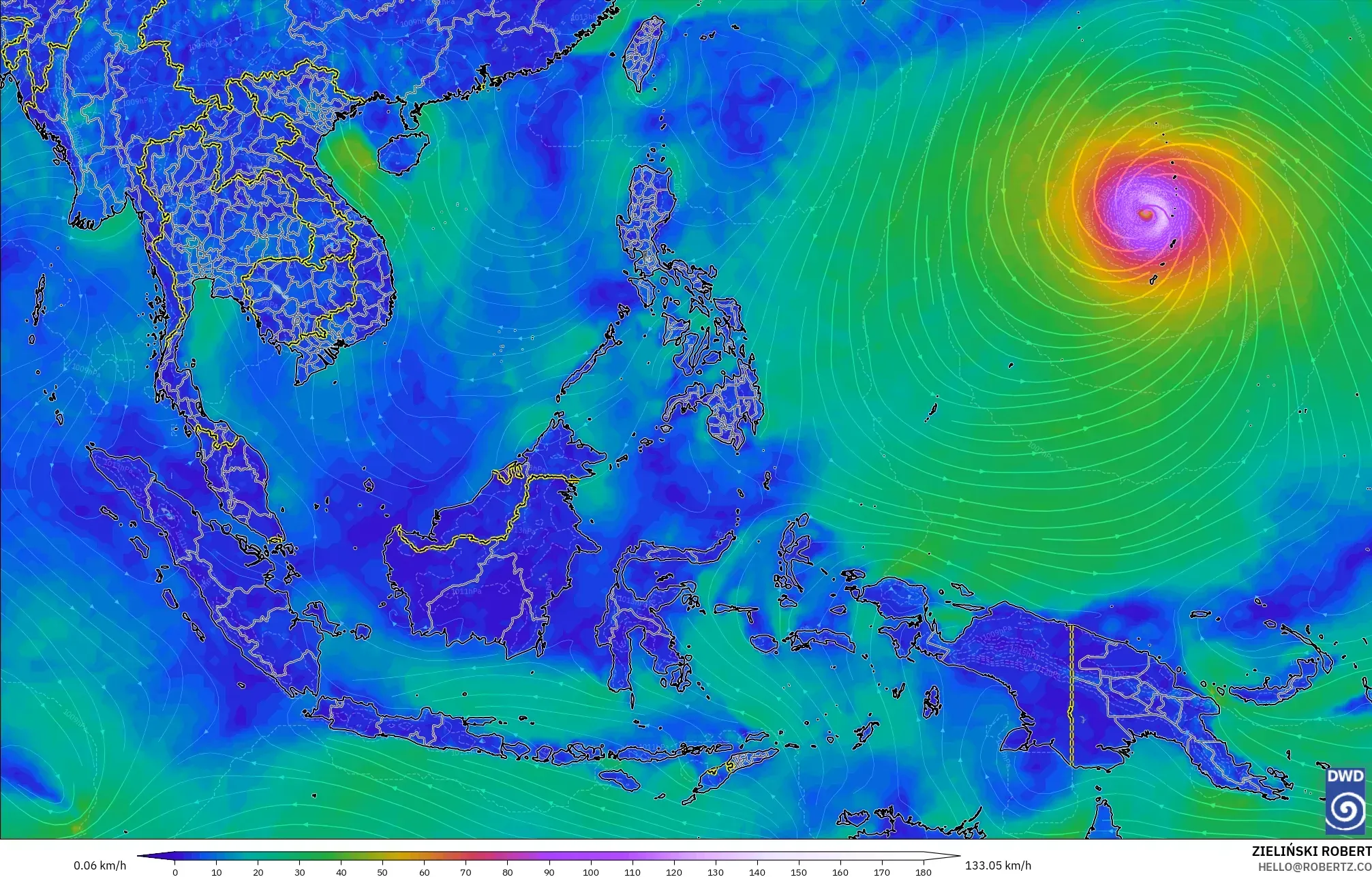 ICON نموذج - جنوب شرق آسيا, رياح 10 م