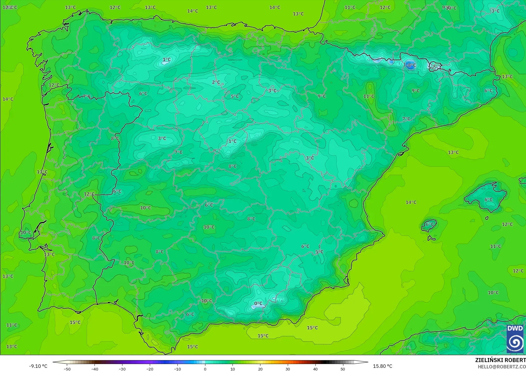 ICON نموذج - إسبانيا, نقطة الندى 2 م