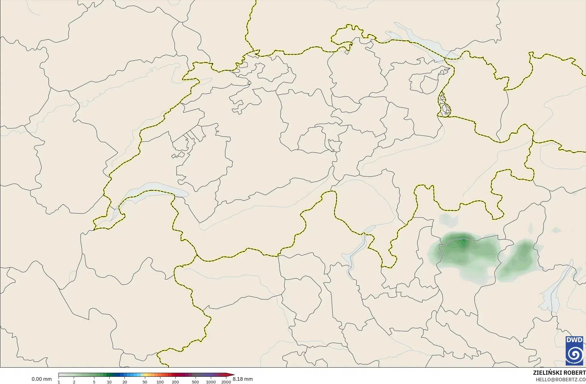 ICON نموذج - سويسرا, تراكم الهطول