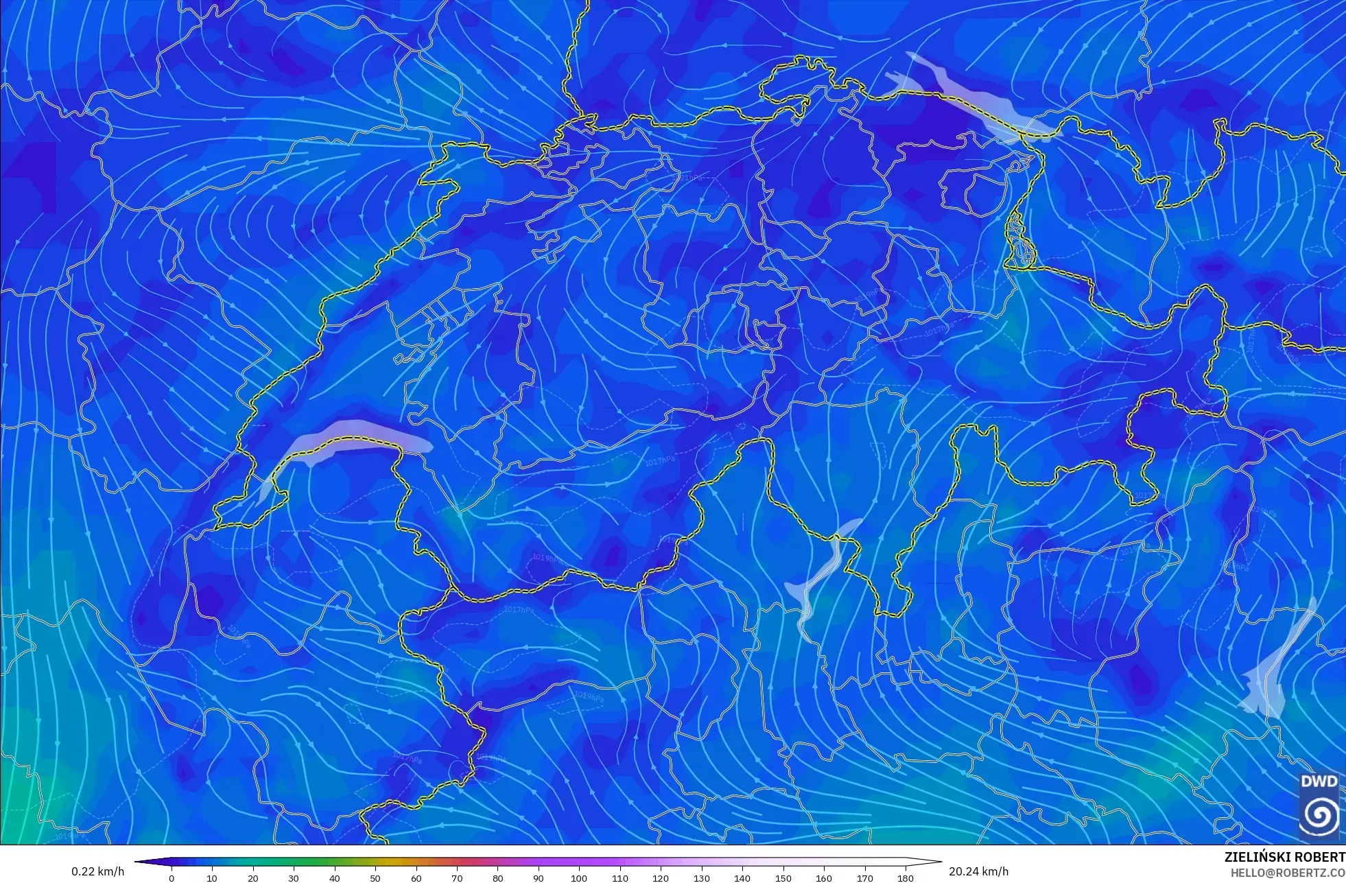 ICON نموذج - سويسرا, رياح 10 م