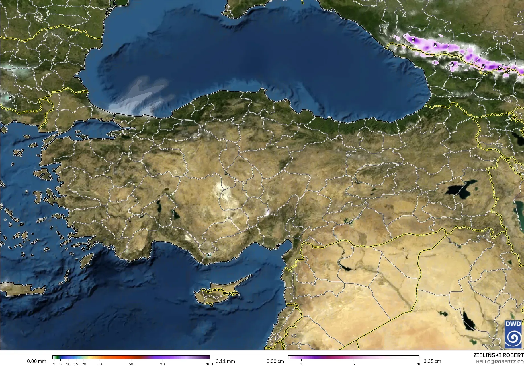 ICON نموذج - تركيا, الهطول والغيوم والضغط