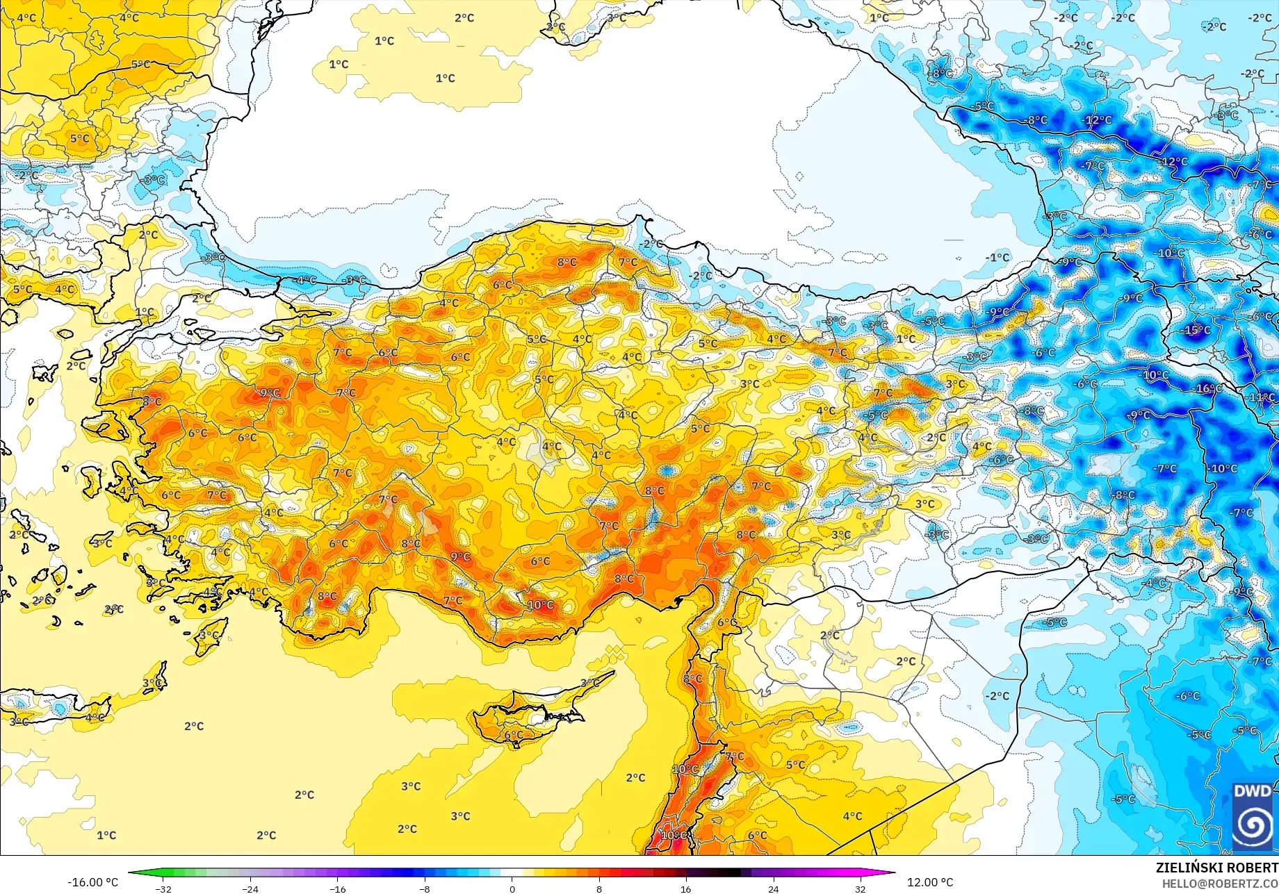 ICON نموذج - تركيا, انحراف درجة الحرارة 2 م