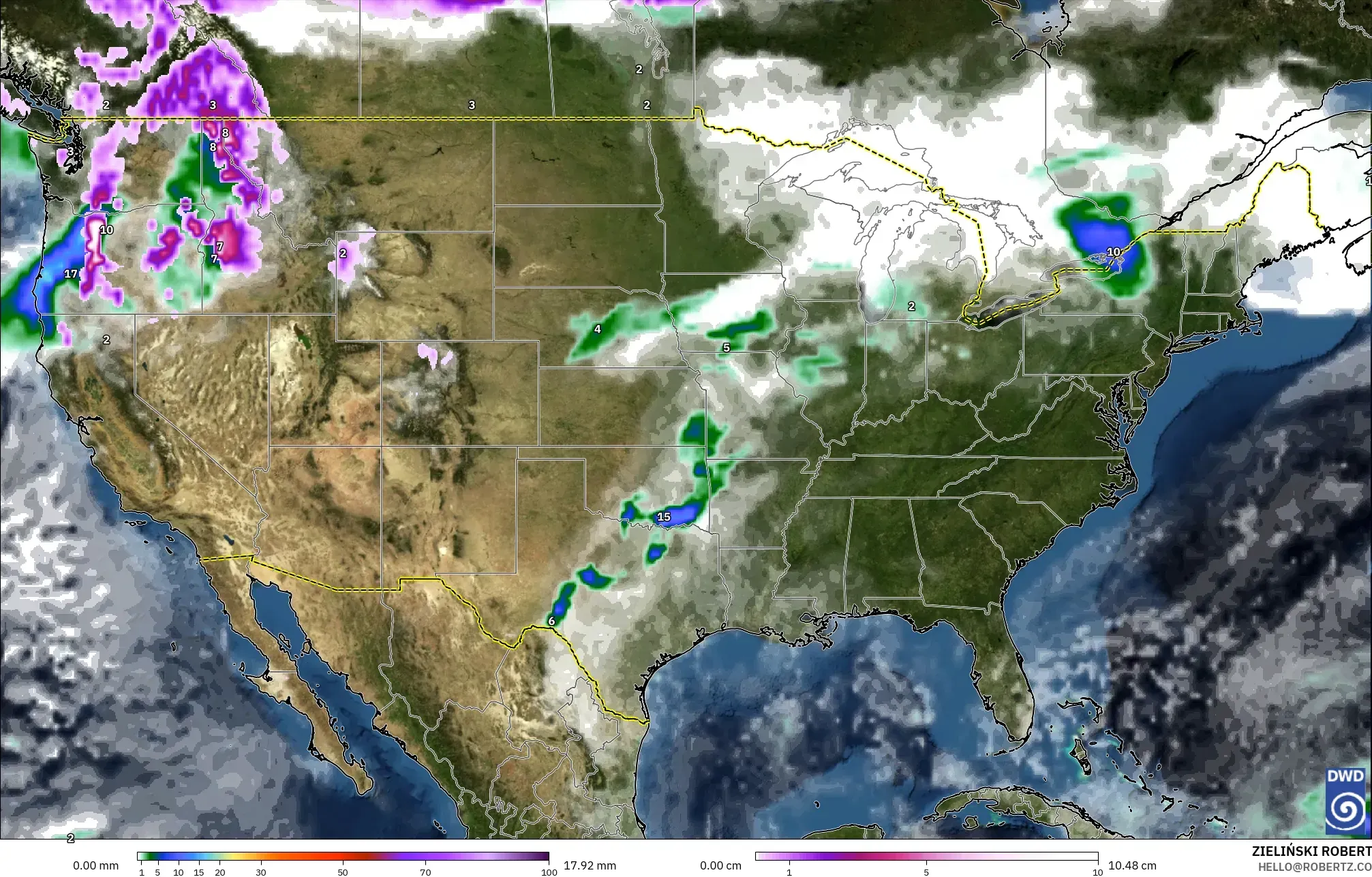 ICON نموذج - الولايات المتحدة, الهطول والغيوم والضغط