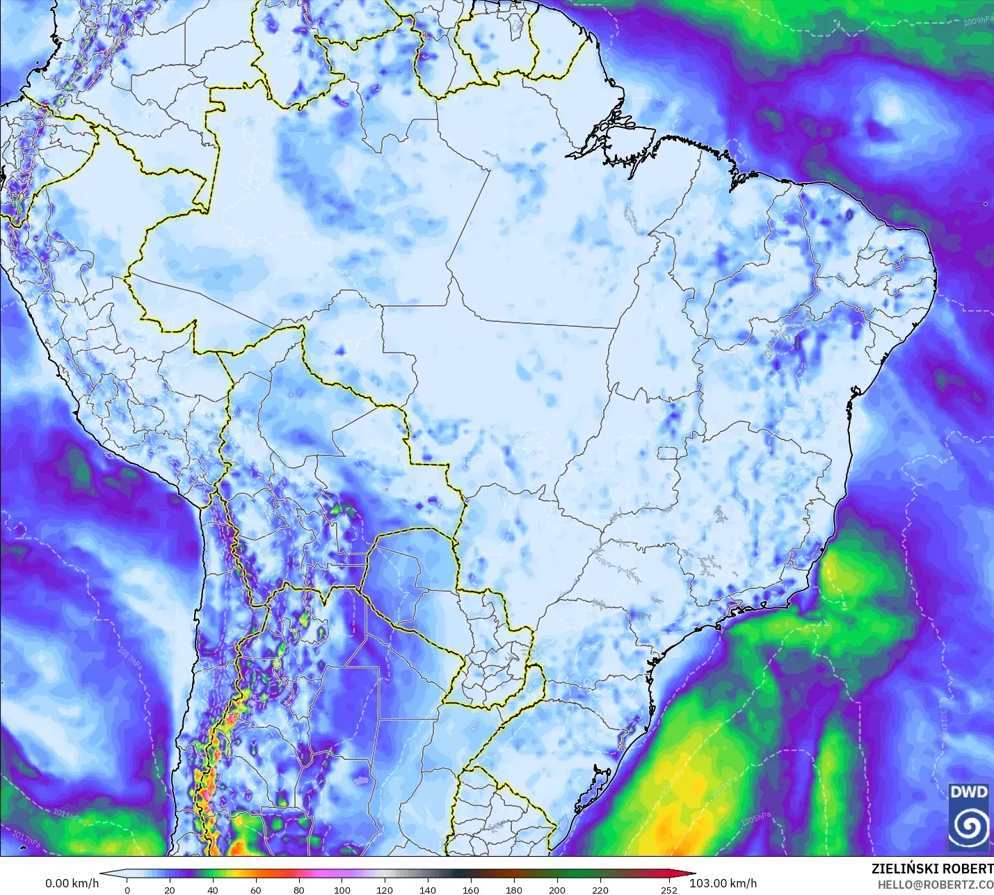 ICON model - Brazil, Wind Gusts