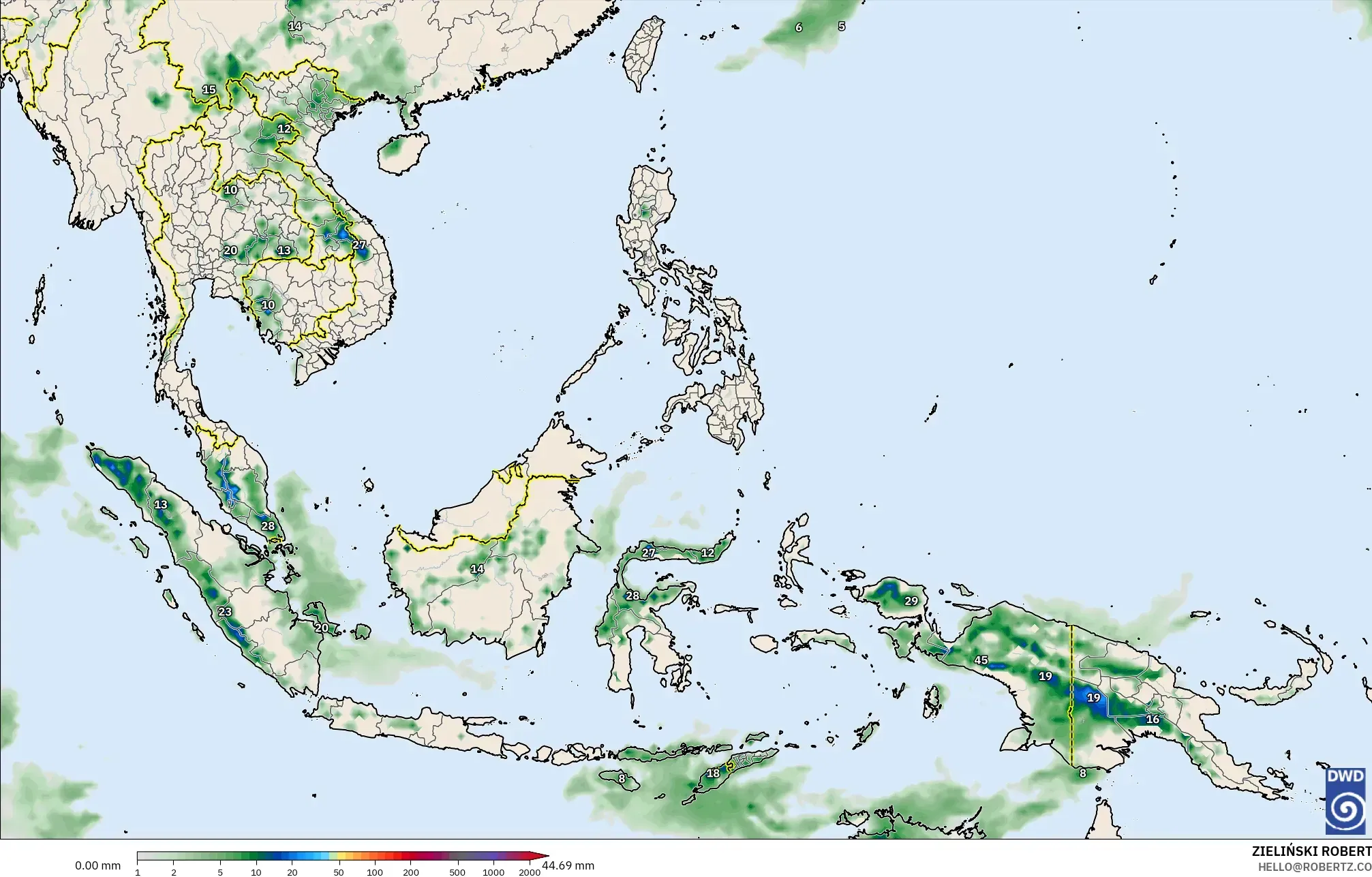ICON model - South East Asia, Precipitation Accumulation