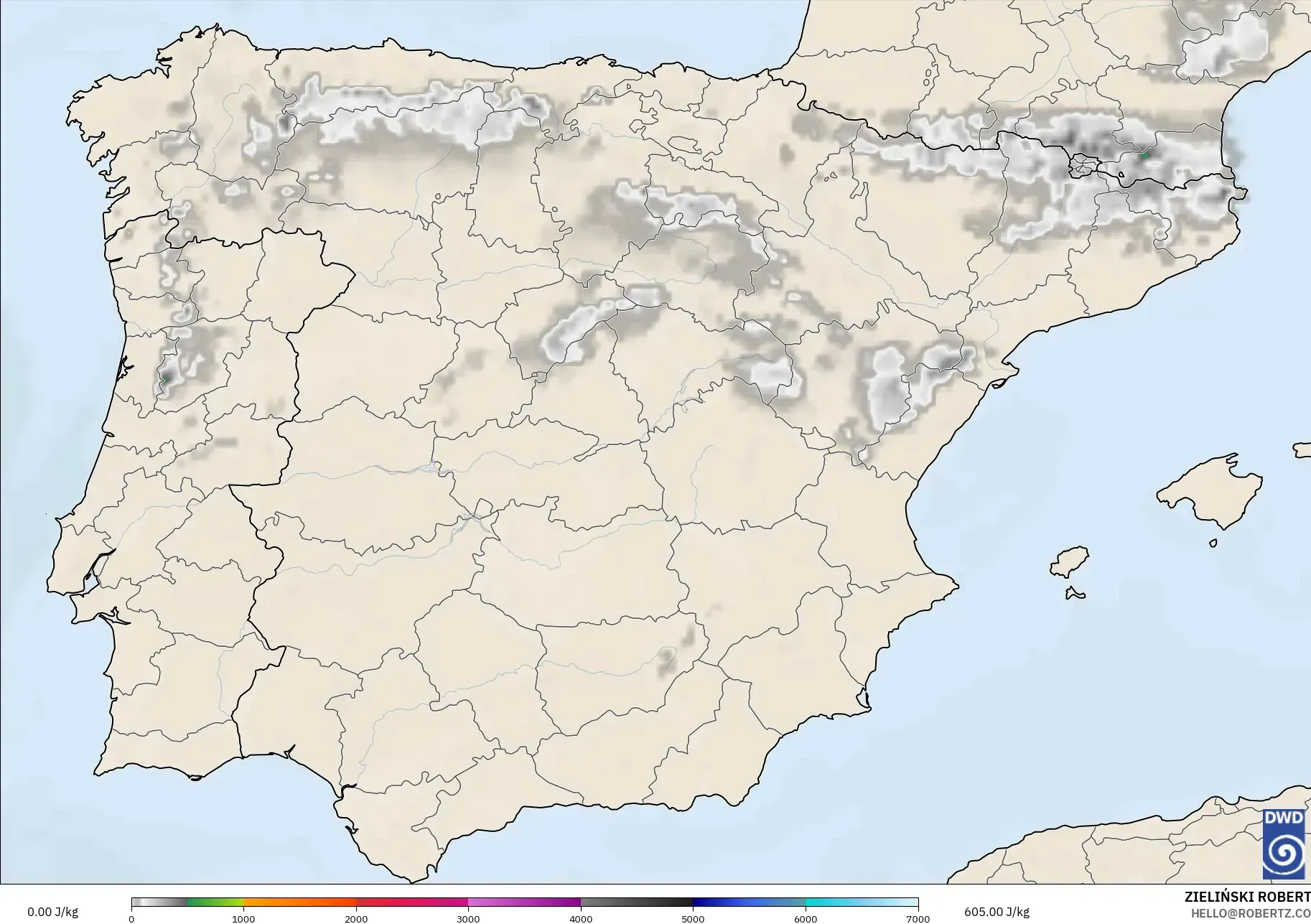 ICON model - Spain, CAPE