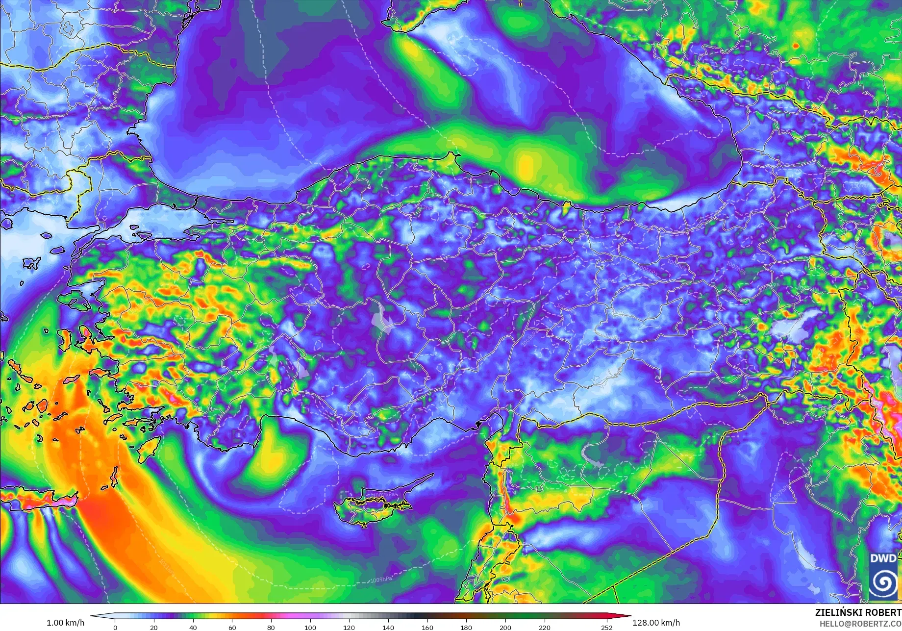 ICON model - Turkey, Wind Gusts