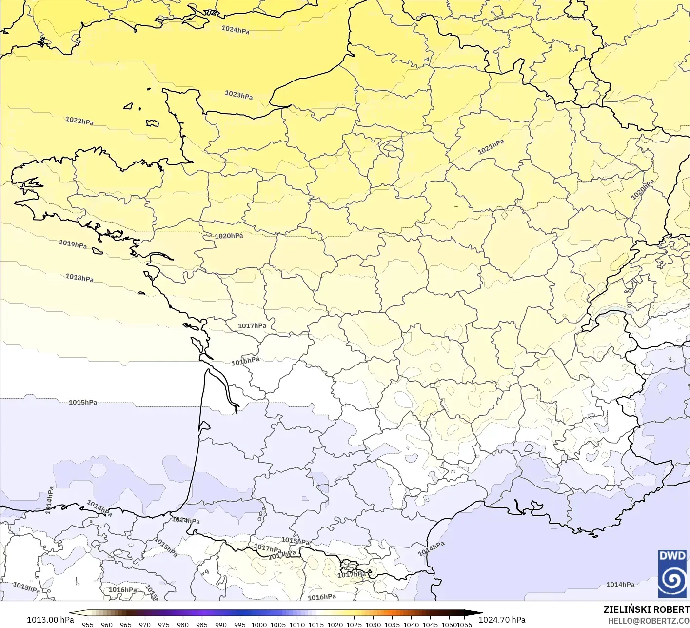 ICON model - France, Pressure