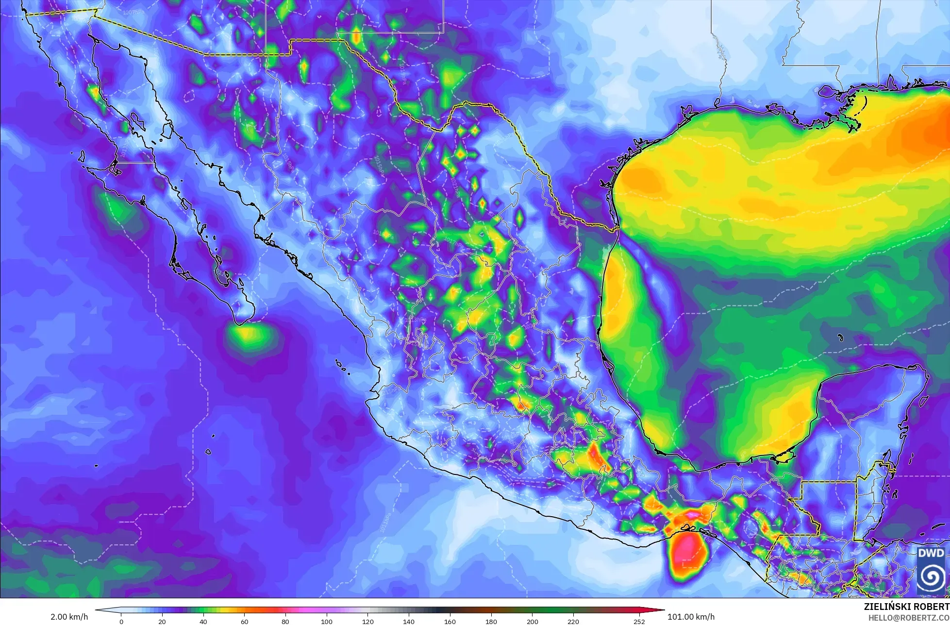 ICON model - Mexico, Wind Gusts