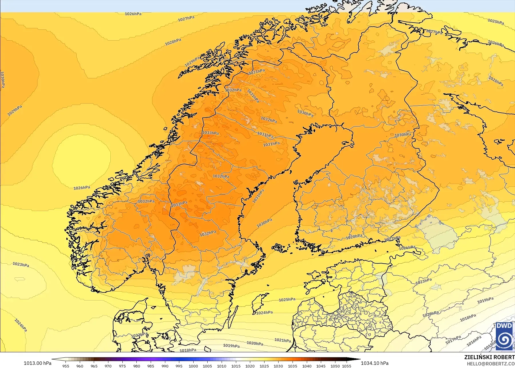 ICON model - Scandinavia, Pressure