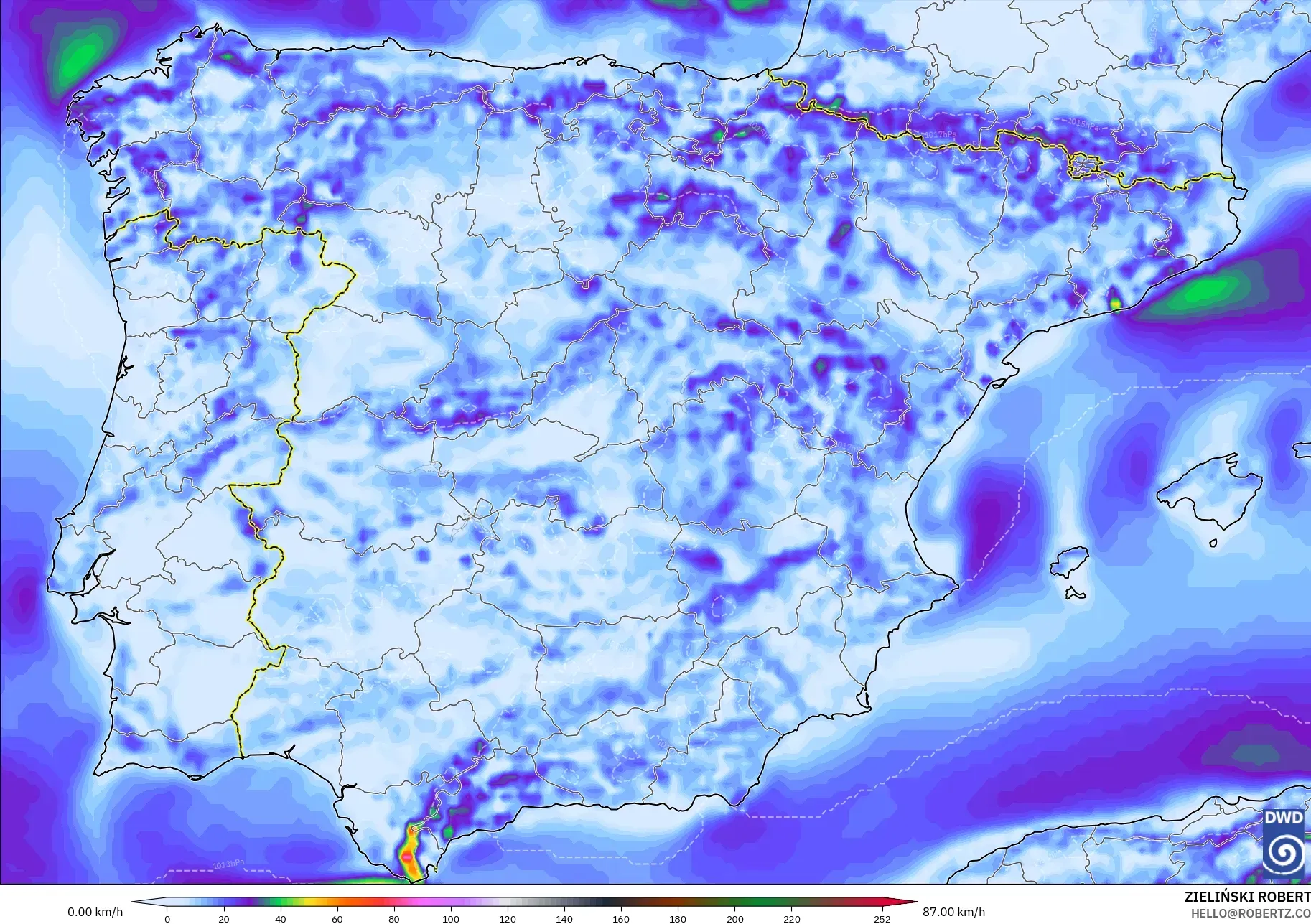 ICON model - Spain, Wind Gusts