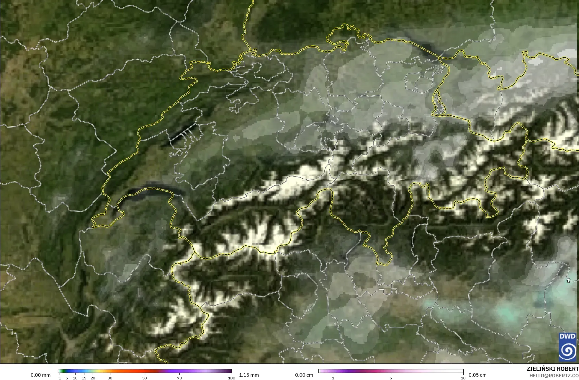 ICON model - Switzerland, Precipitation, Clouds, and Pressure