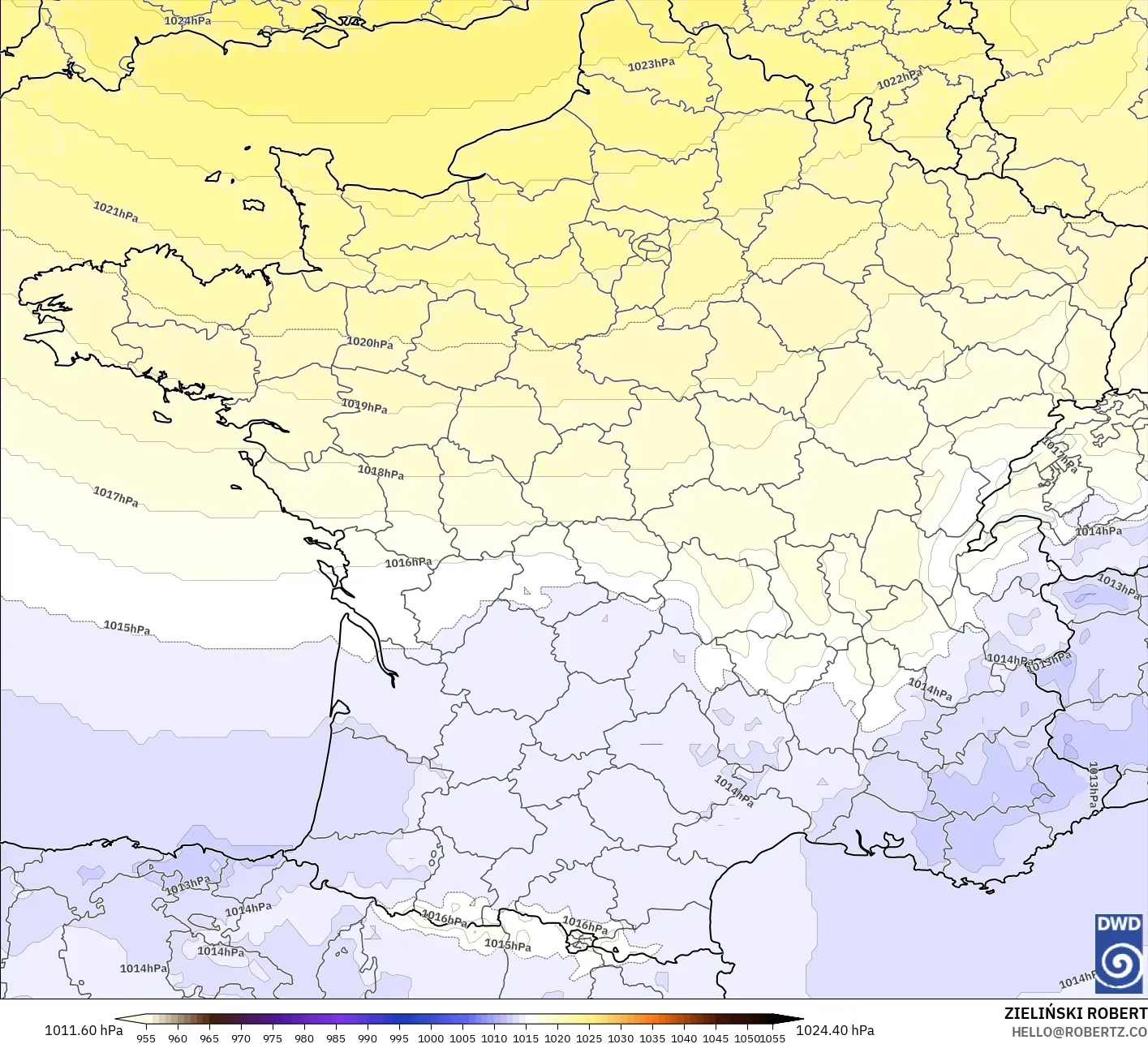 ICON model - France, Pressure