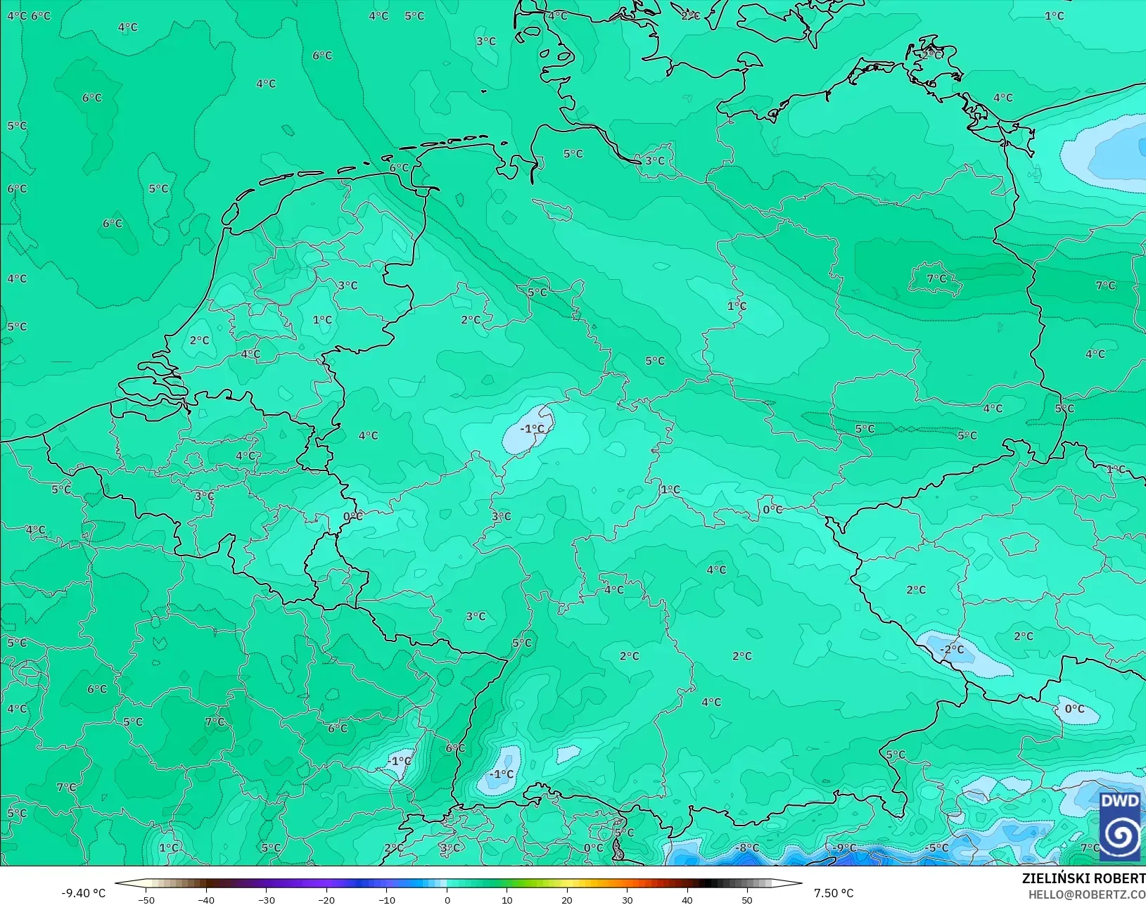 ICON model - Germany, Dewpoint at 2m