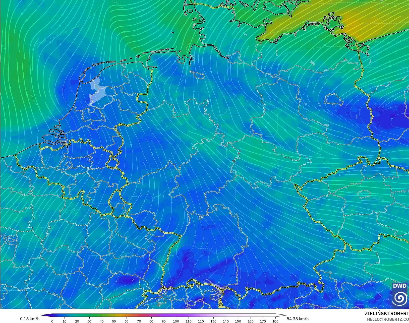 ICON model - Germany, Wind at 10m