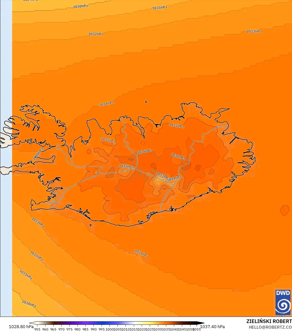 ICON model - Iceland, Pressure