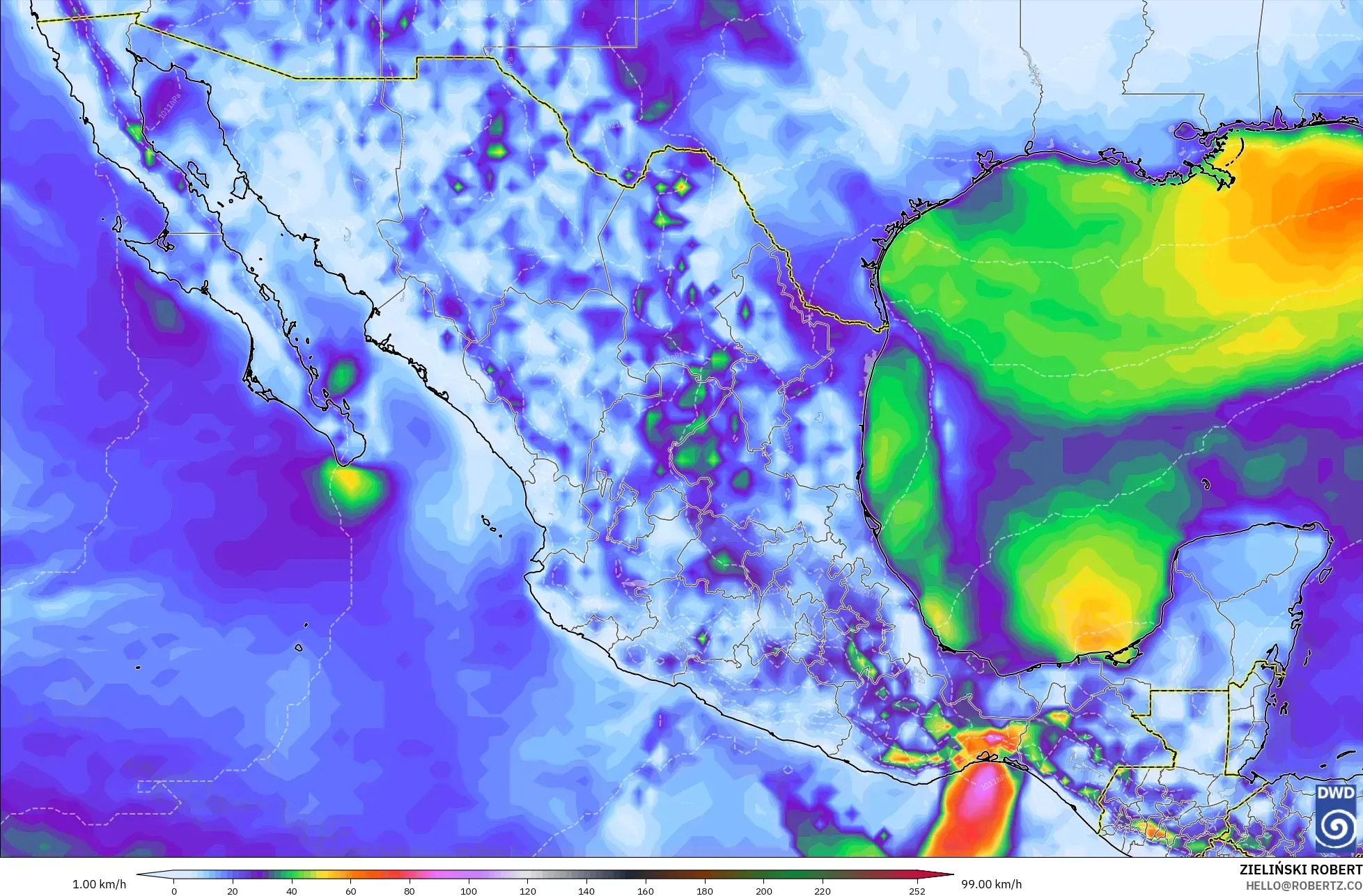 ICON model - Mexico, Wind Gusts