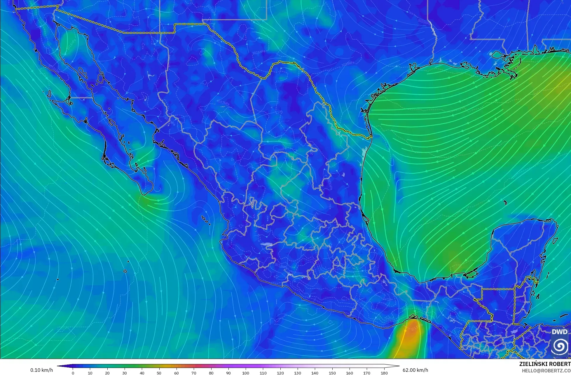 ICON model - Mexico, Wind at 10m