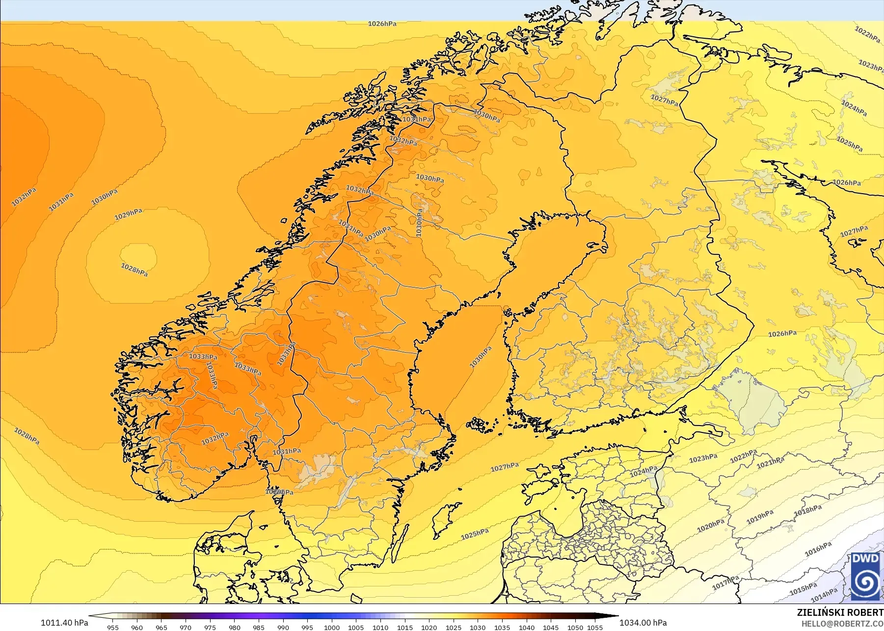 ICON model - Scandinavia, Pressure